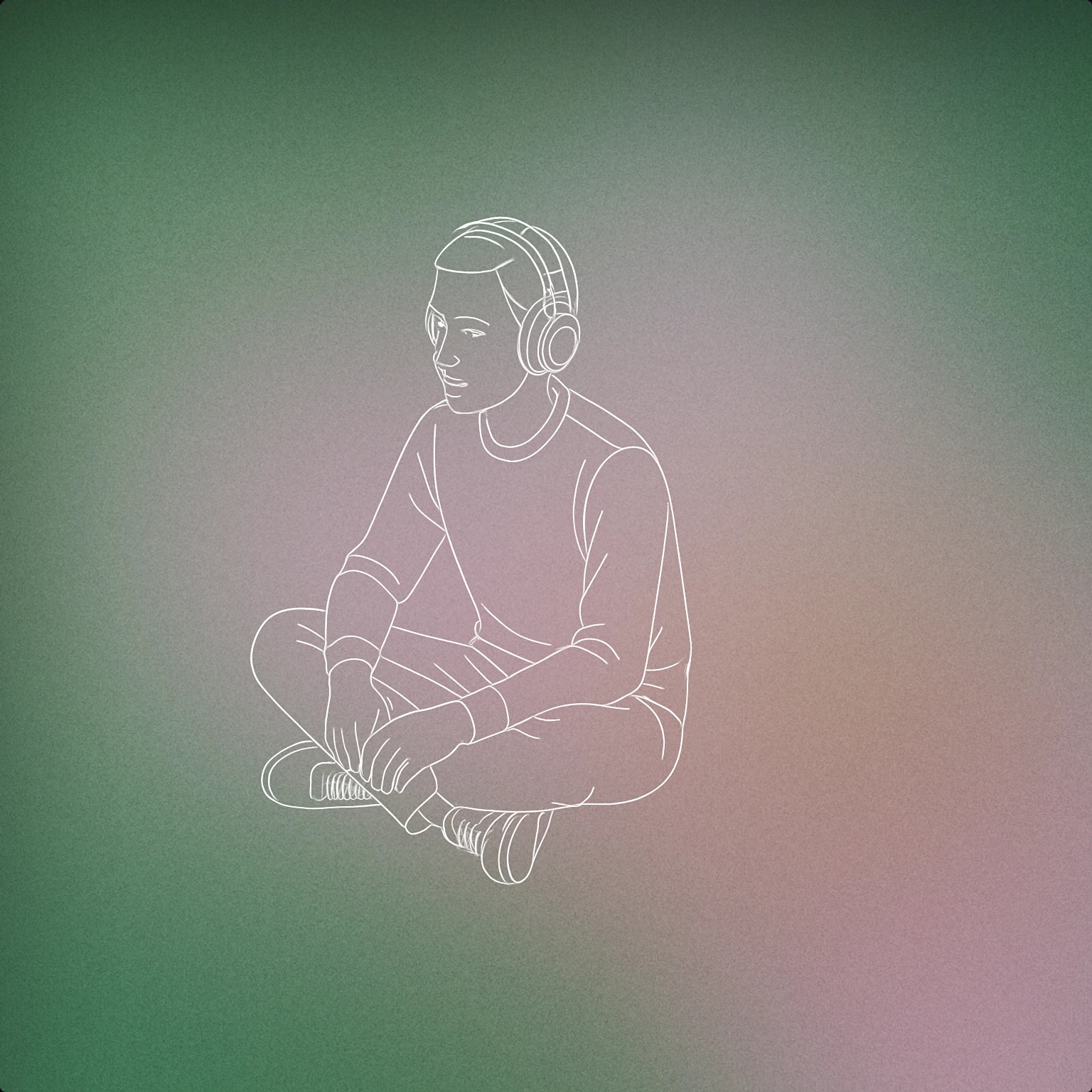 Cover of Person wearing over-ear headphones, sitting cross-legged and listening attentively for People sound effects