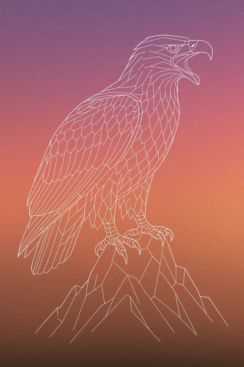 Cover of an eagle with its beak open mid-screech perched on a jagged mountain peak for Eagle Screech sound effects