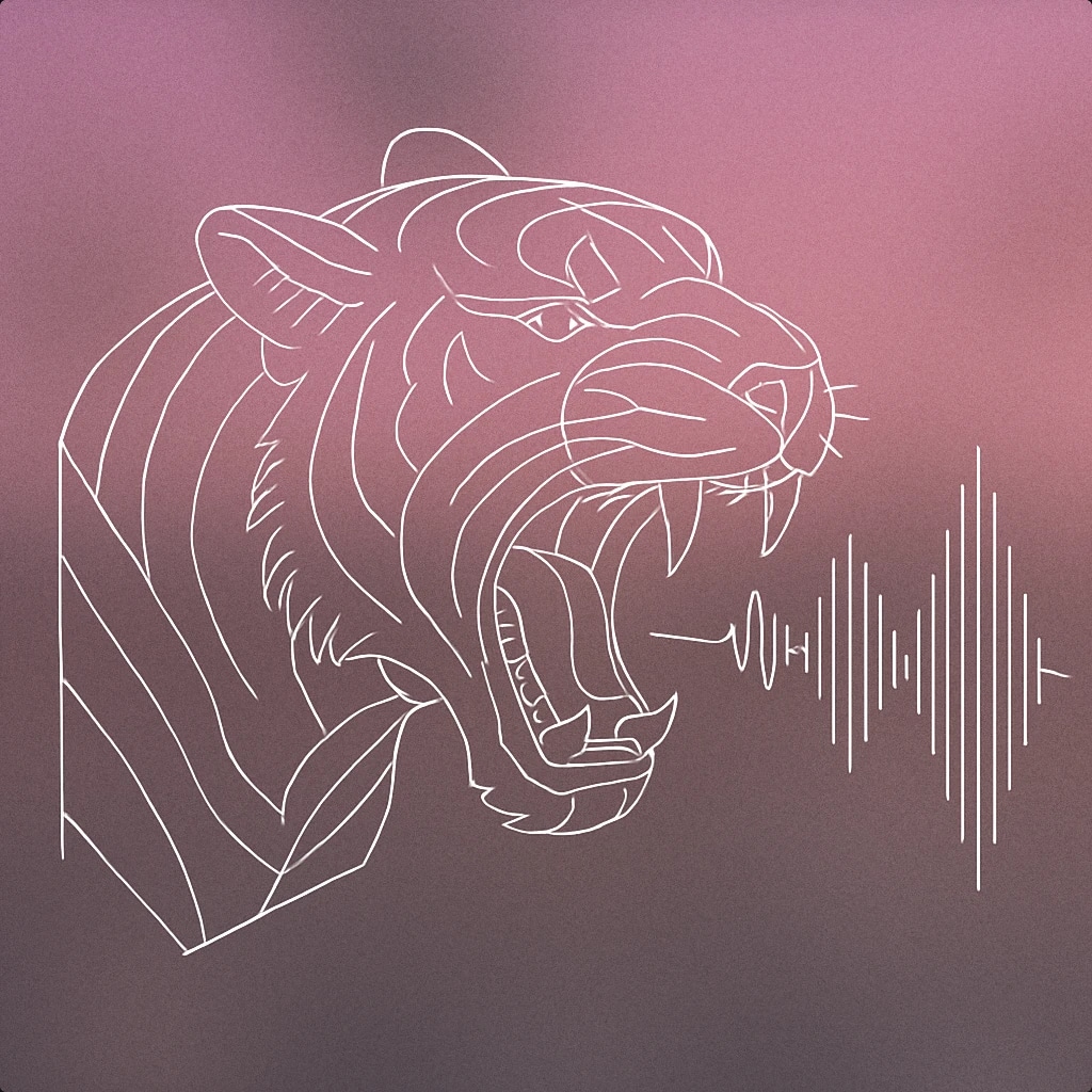 Cover of open tiger mouth with stylized soundwave emanating from it for Tiger Roar sound effects