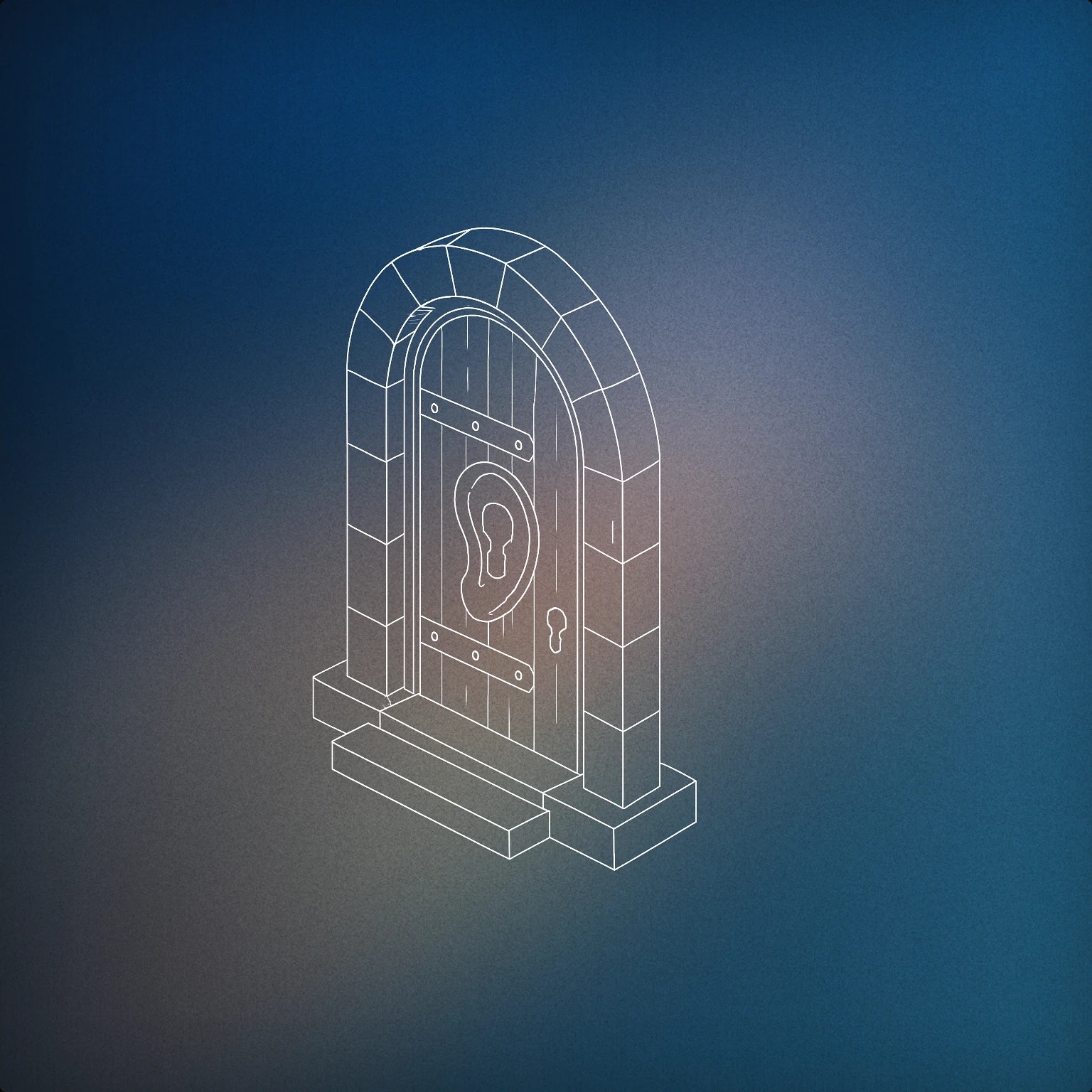 Cover of A closed, ancient-looking door with an ear-shaped keyhole for Mysterious sound effects