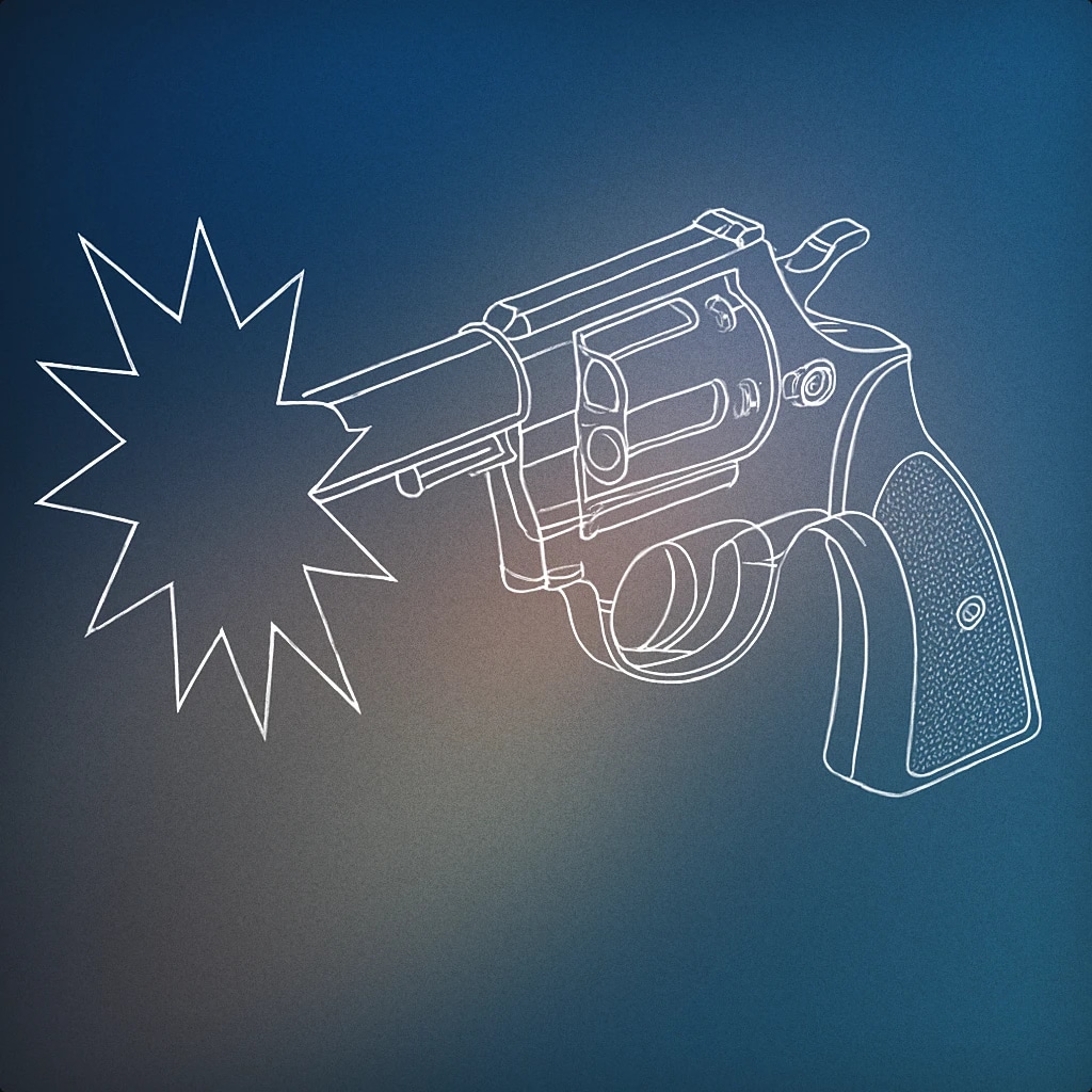 Cover of revolver with visible muzzle flash for Gunshot sound effects