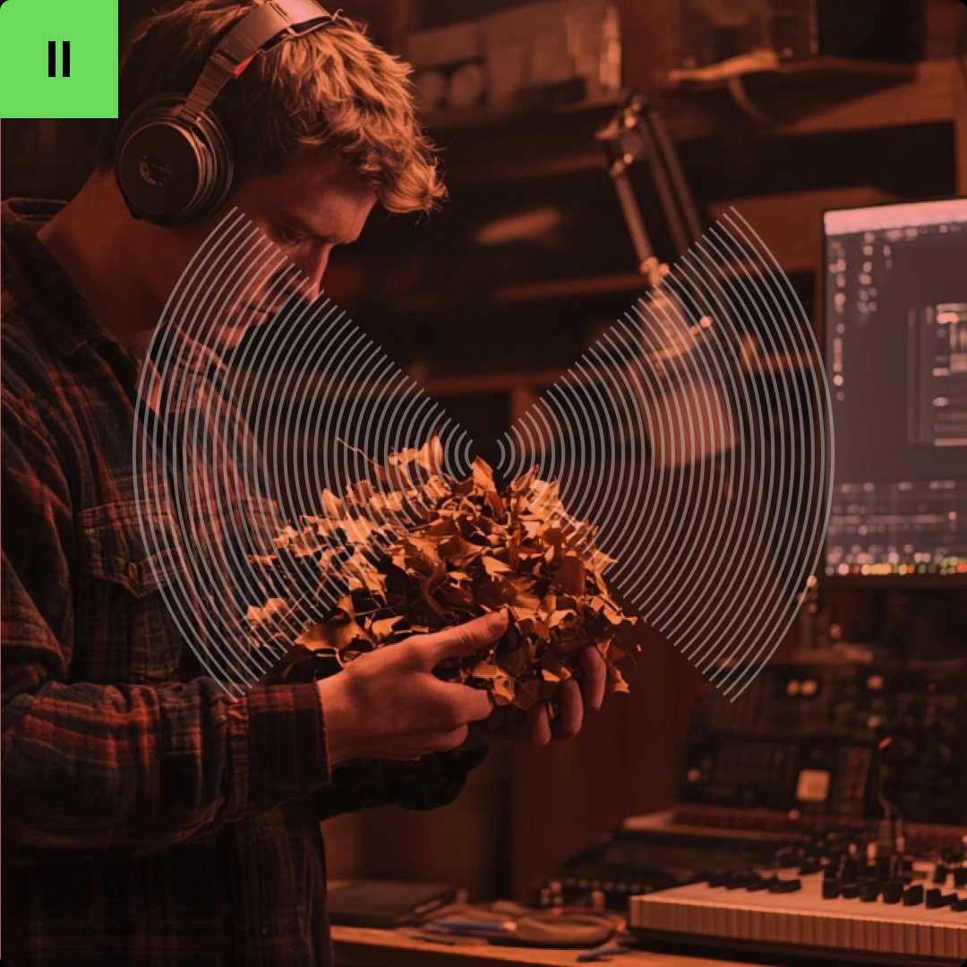 Folie artist working in front of a microphone