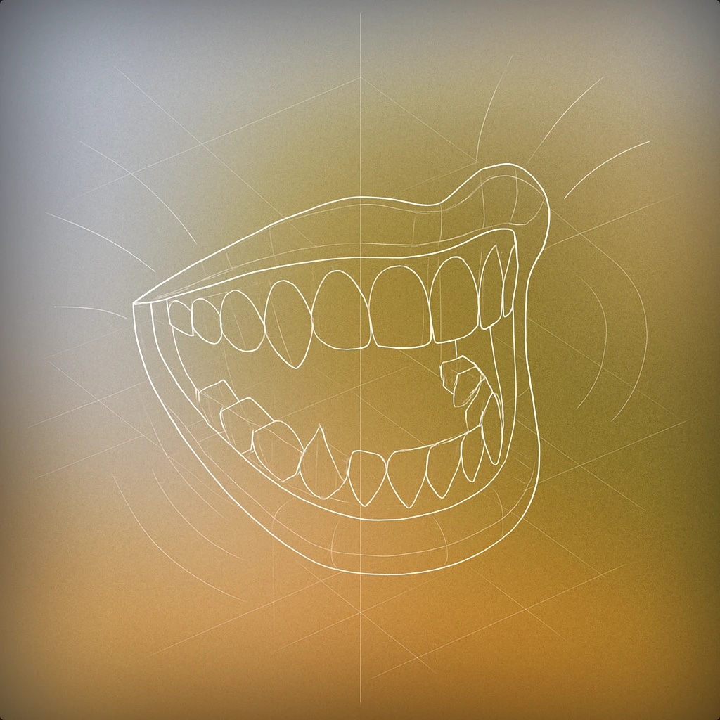 Cover of a stylized open mouth with sharp, exaggerated teeth and a wide grin, with subtle curved lines emanating from the mouth to suggest laughter for Wicked Laugh sound effects