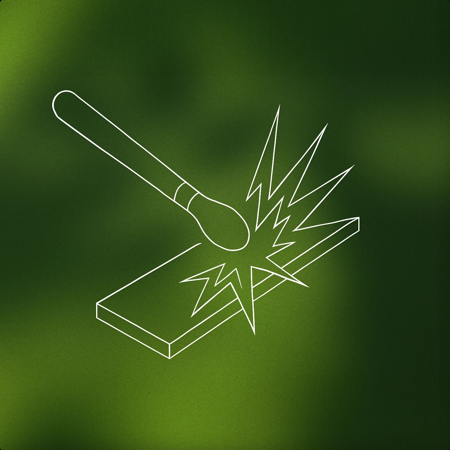 Cover of A large, minimal drumstick striking a tilted surface with emanating sharp, angular shockwaves for Vine Boom sound effects