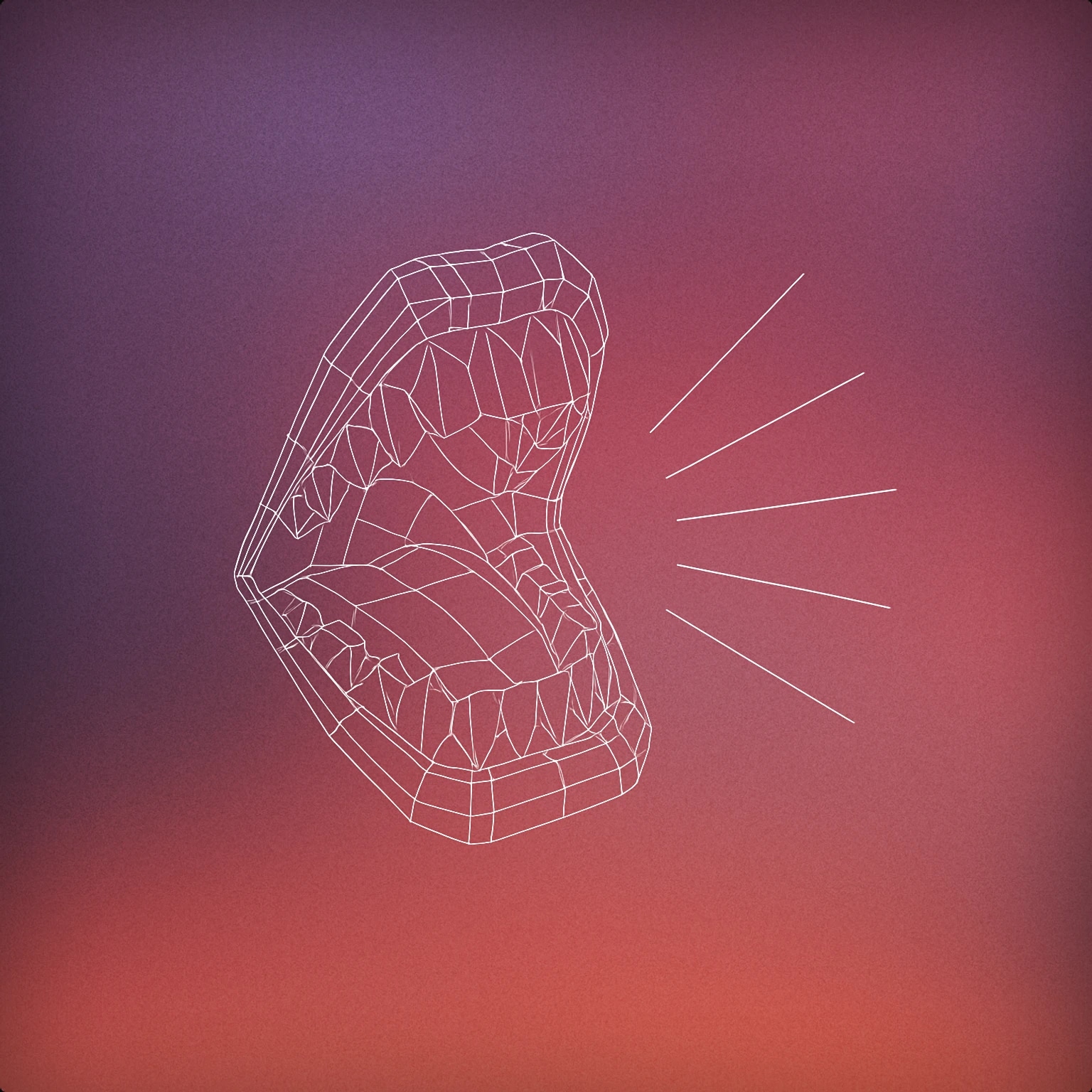 Cover of a stylized open human mouth with angular, exaggerated teeth and sound lines radiating outward for War Cry sound effects