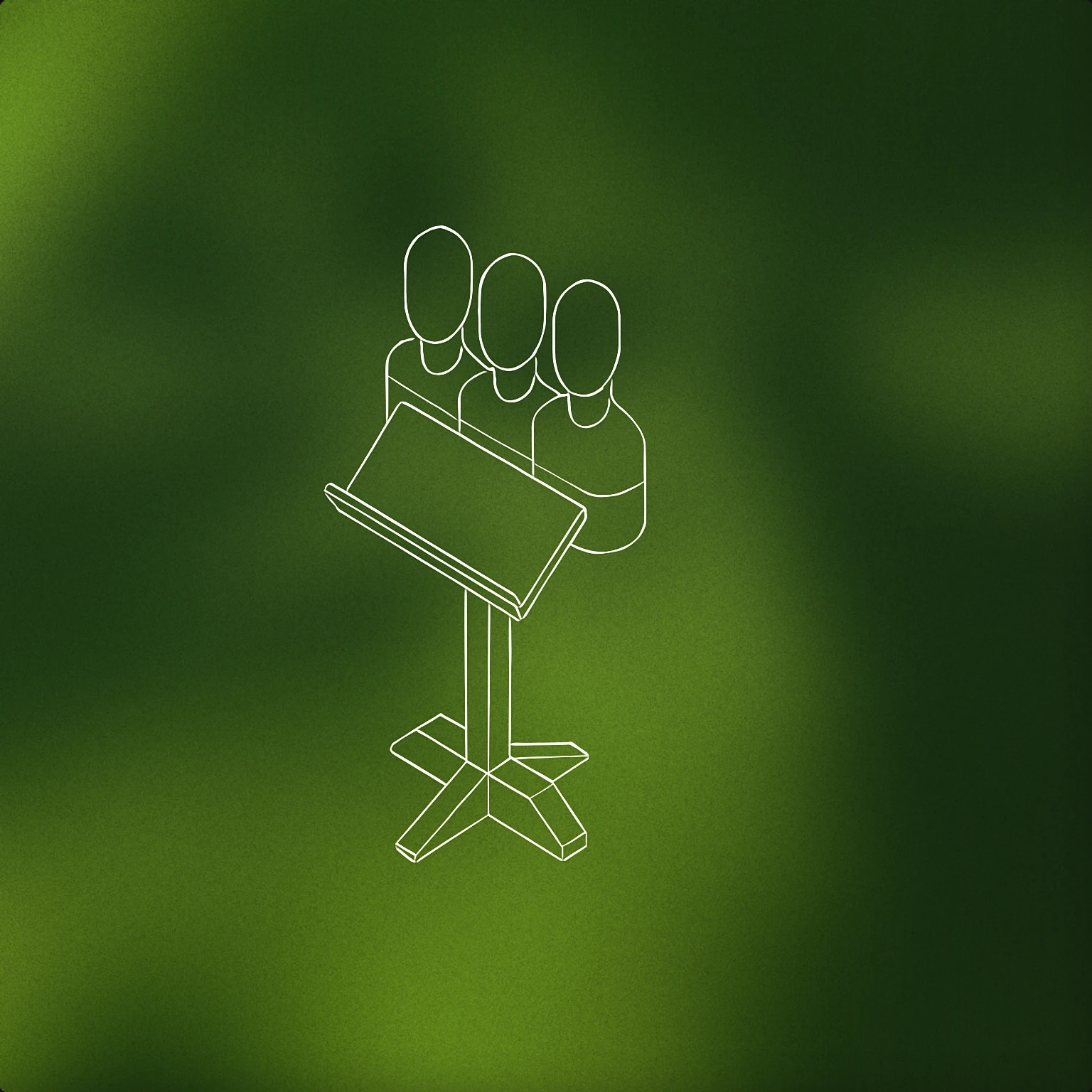 Cover of A single, stylized choir stand with three integrated elongated oval heads facing forward, suggesting multiple singers as one entity for Group sound effects