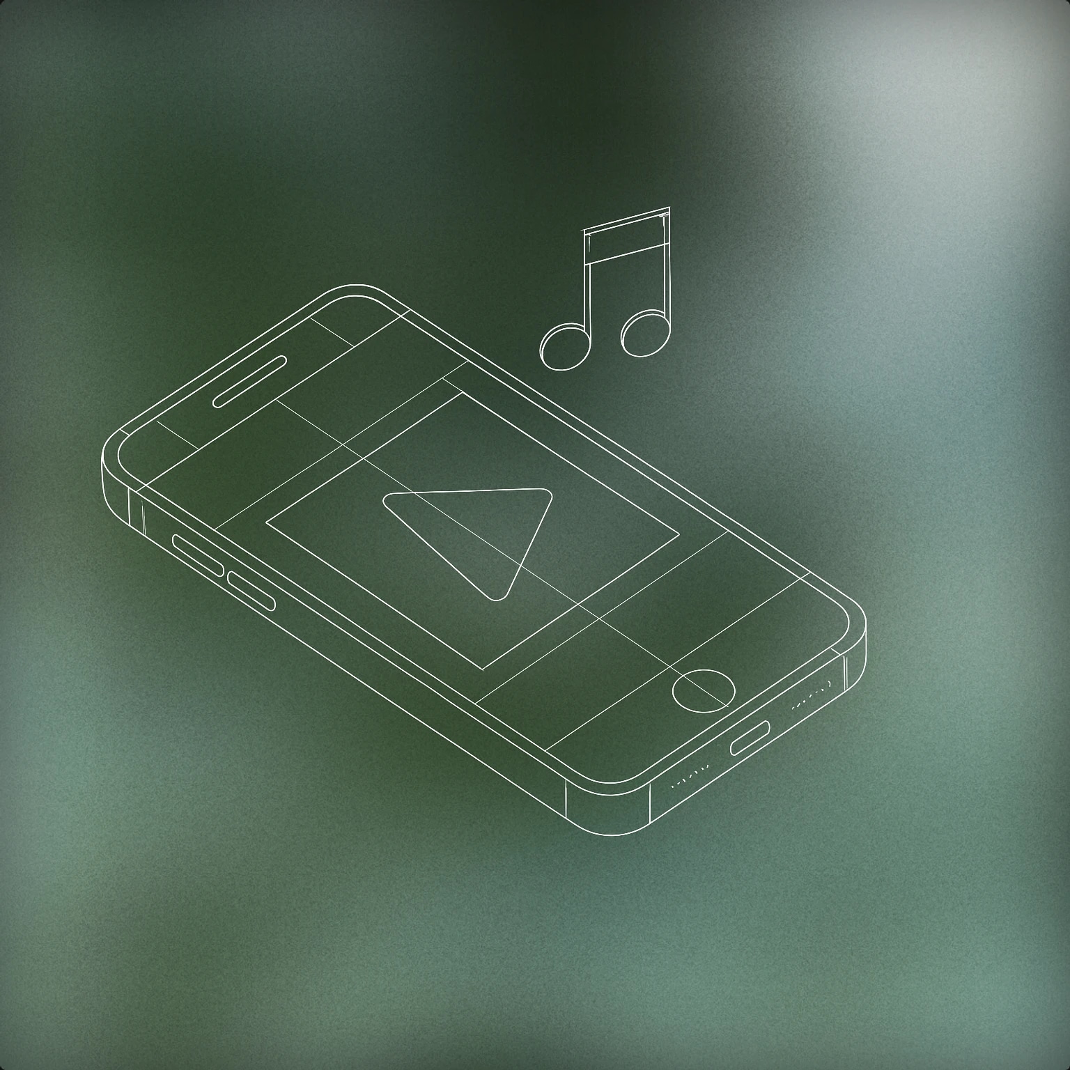 Cover of A stylized smartphone displaying a prominent play button on its screen with a musical note icon above for Tiktok sound effects