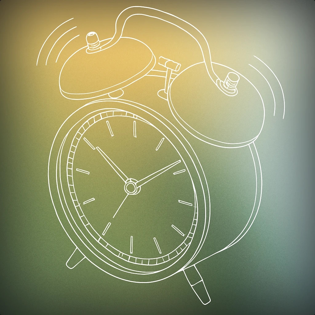 Cover of alarm clock with exaggeratedly large ringing bells for Obnoxious sound effects