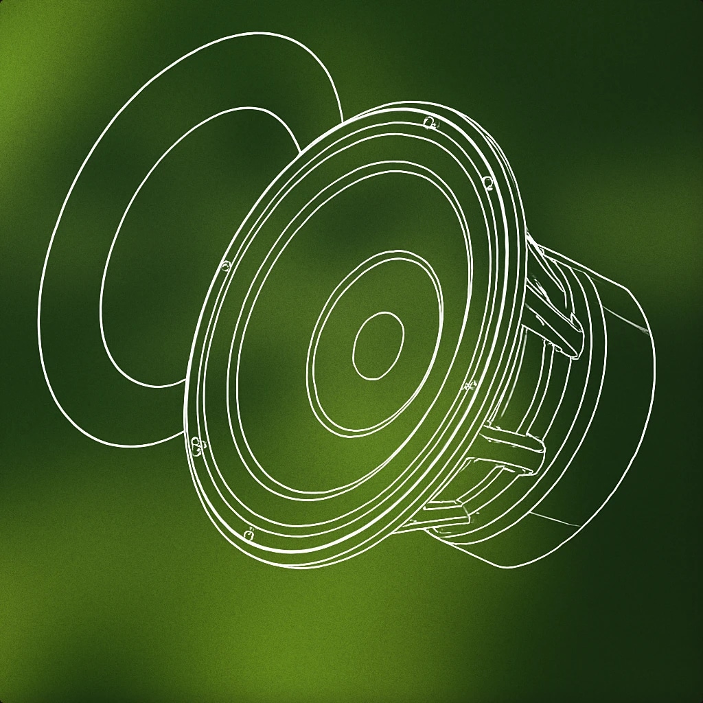 Cover of A large, stylized subwoofer cone with a single, bold vibration ring emanating from its center for Bass Hit sound effects