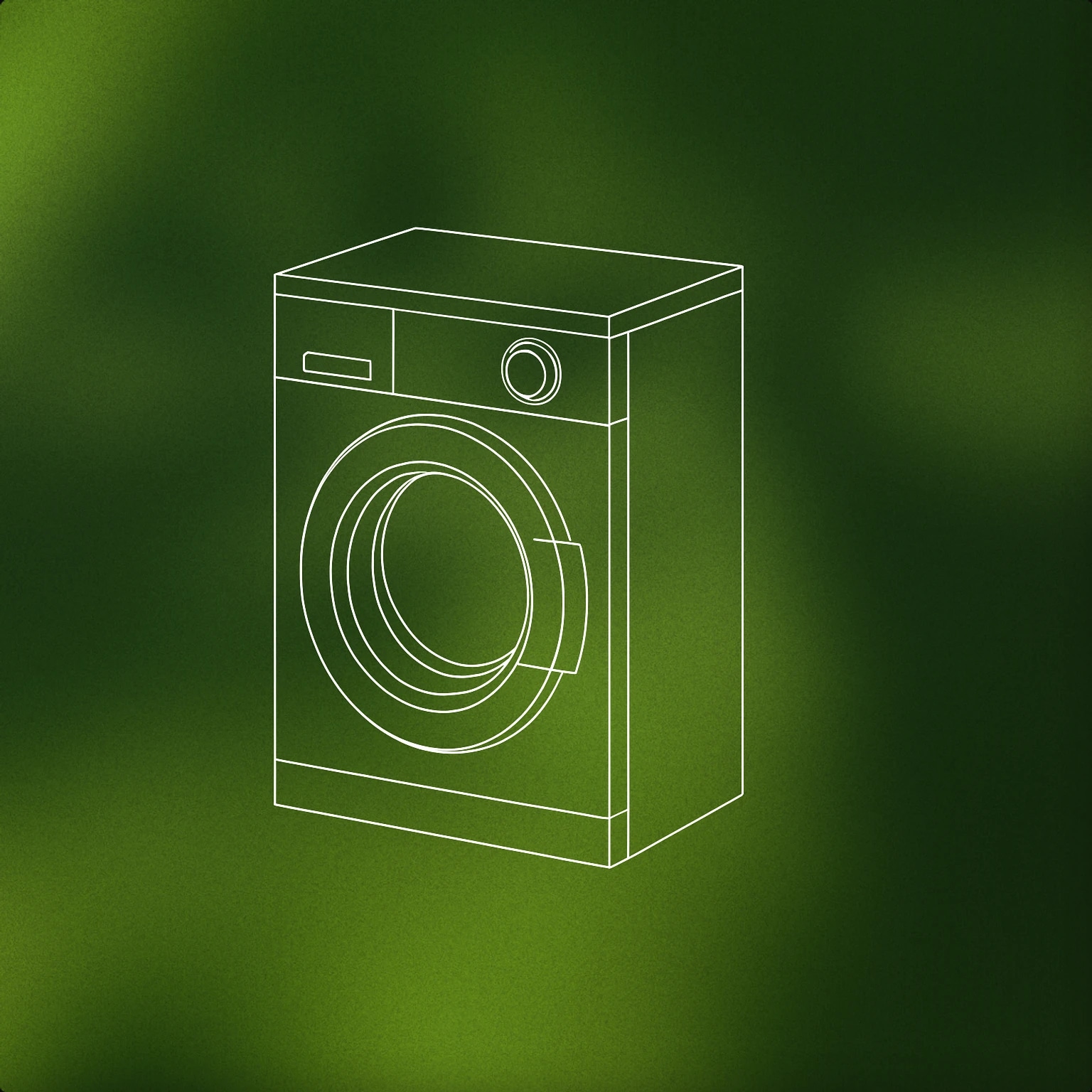 Cover of A circular front-loading washing machine door with a simplified dial panel above it for Washing Machine sound effects