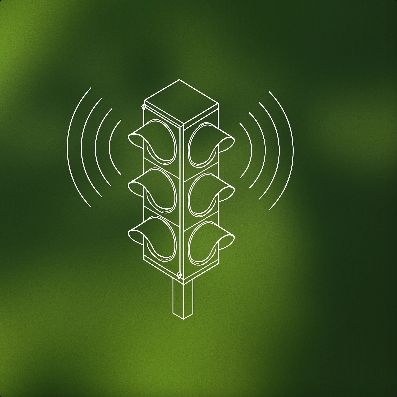 Cover of A traffic light with sound waves radiating from it for Street Noise sound effects