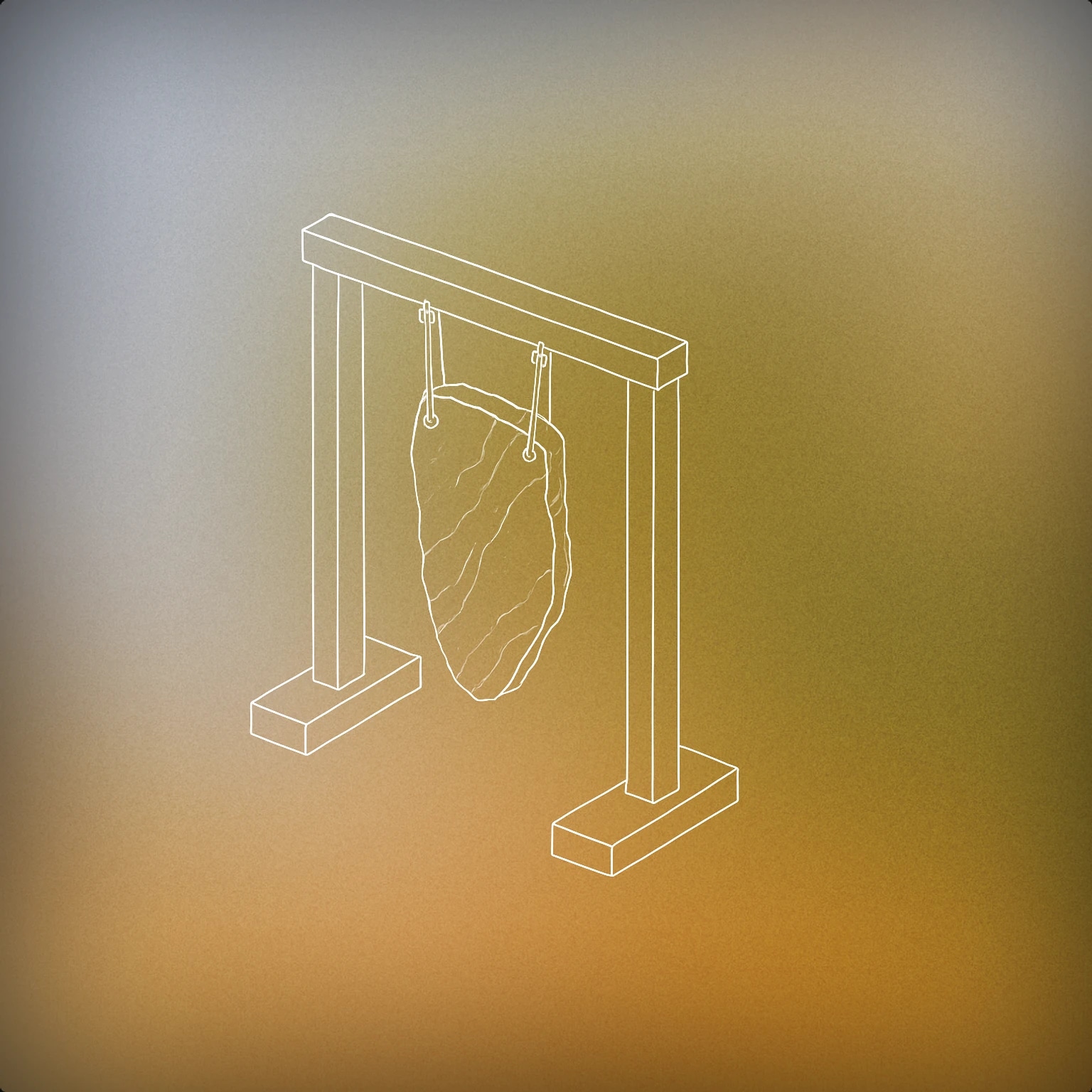 Cover of stone chime suspended from a simple stand for Stone sound effects