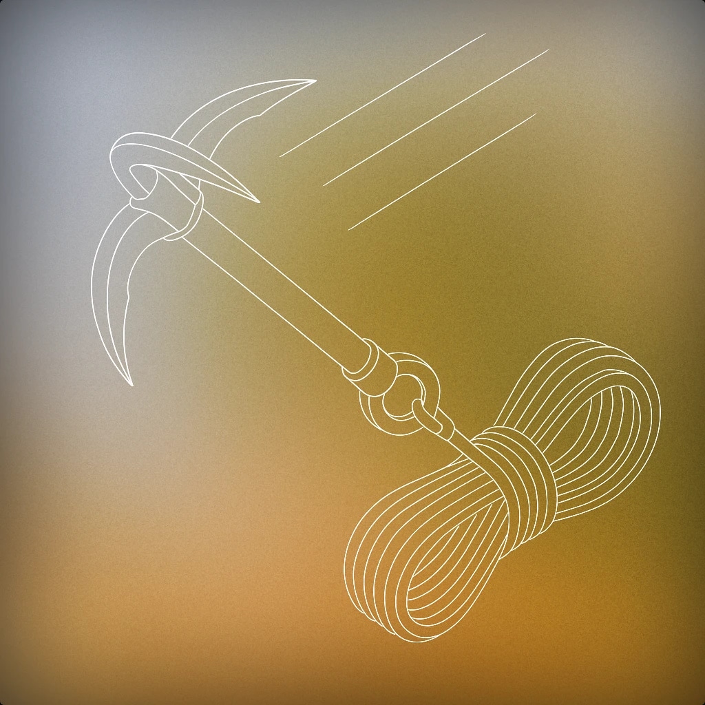Cover of A stylized grappling hook with a coiled rope, mid-throw, with dynamic motion lines indicating movement toward the viewer for Get Over Here sound effects