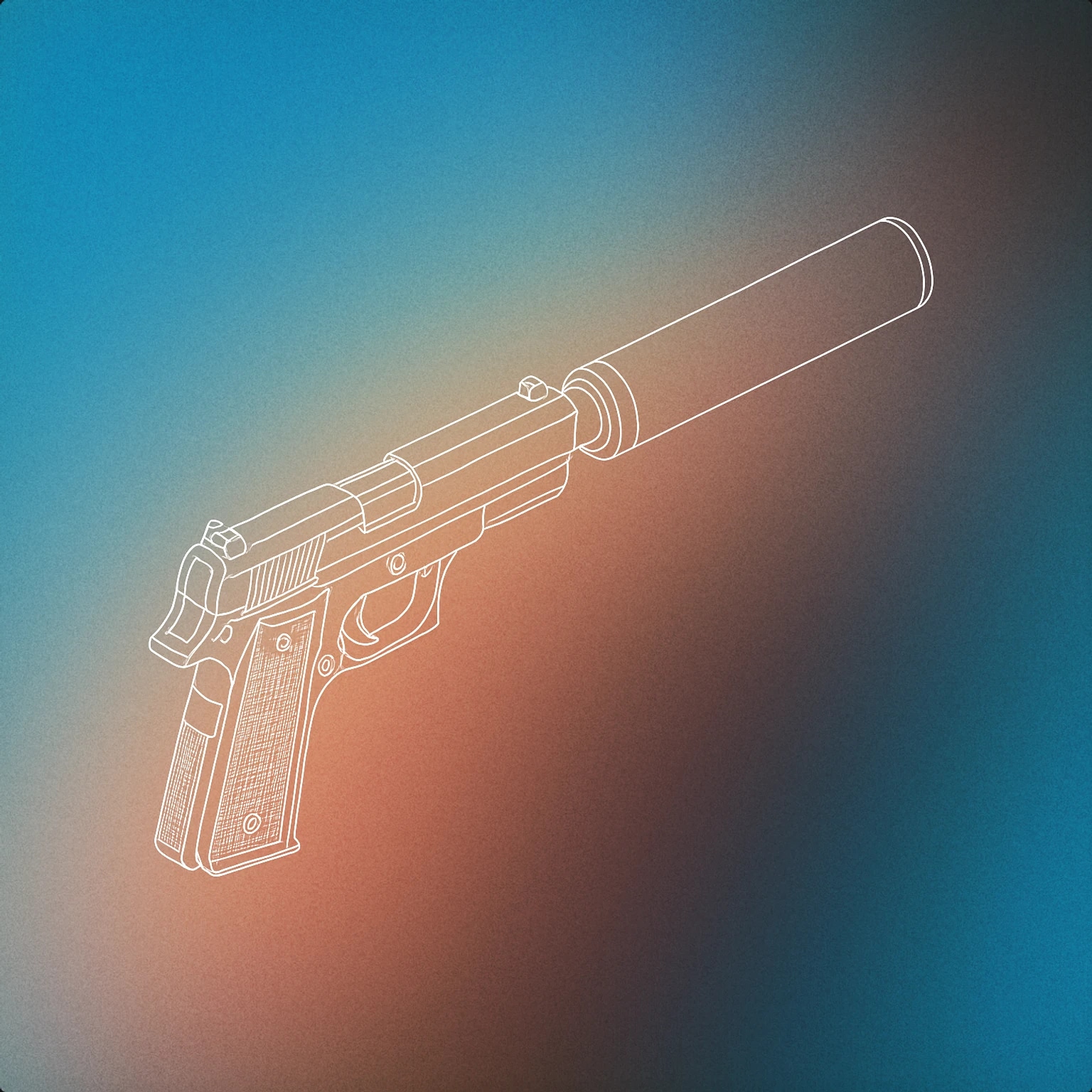Cover of gun with an integrated silencer for Shooting sound effects