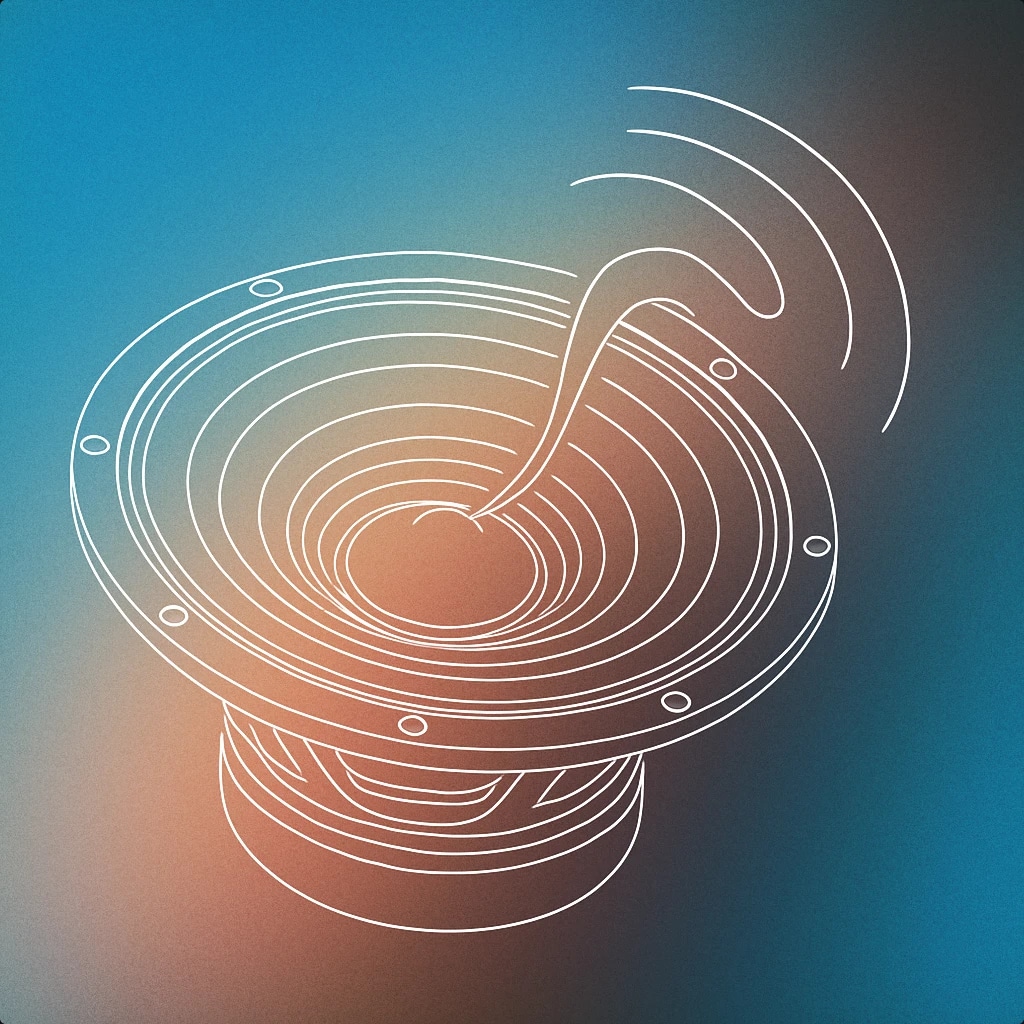 Cover of a large, stylized subwoofer cone with a single, exaggerated vibration ripple emanating from its center for Thump sound effects