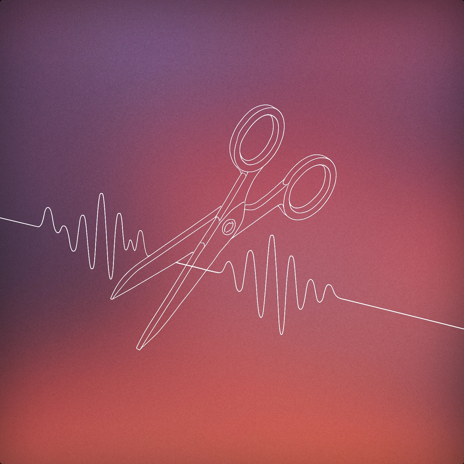 Cover of A stylized pair of scissors intersecting a single audio waveform line for Cutting sound effects