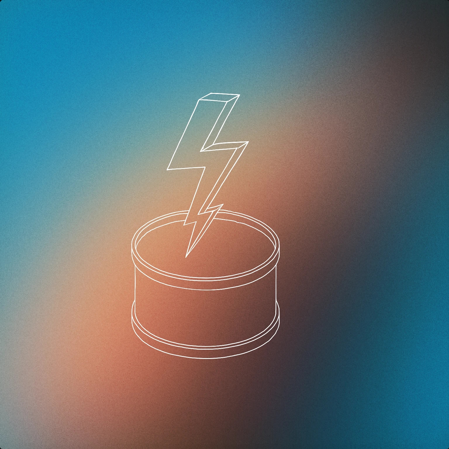 Cover of A stylized, angular lightning bolt striking a flat, minimal drum for Thunder Storm sound effects