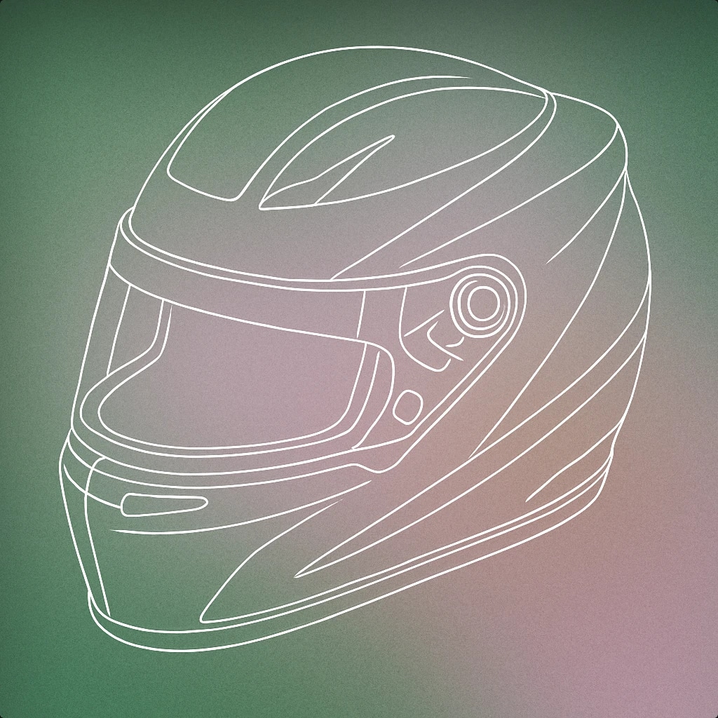 Cover of a stylized racing helmet with a prominent visor and aerodynamic lines for Race Car sound effects