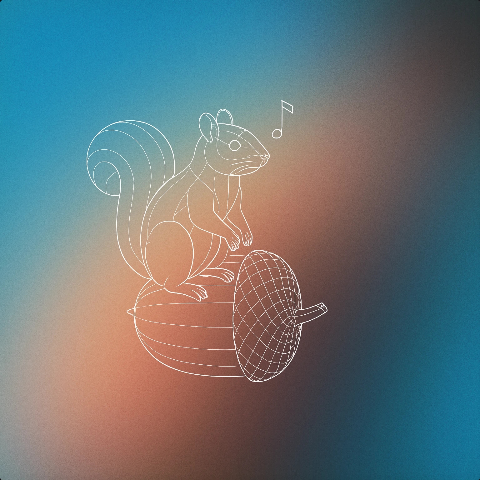 Cover of A squirrel sitting upright on a large acorn, with a small musical note floating above its head for Squirrel sound effects