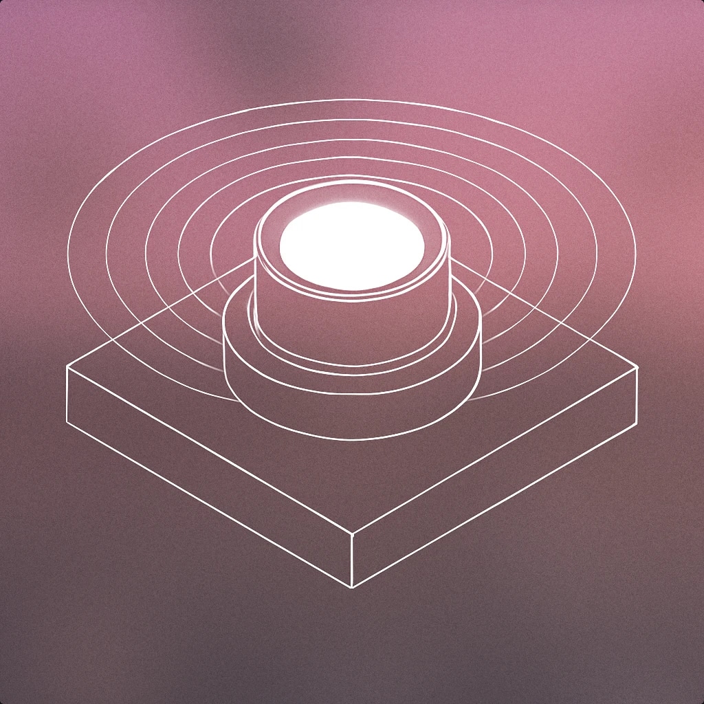Cover of a single illuminated button with a subtle concentric ripple effect emanating from it for Blink sound effects