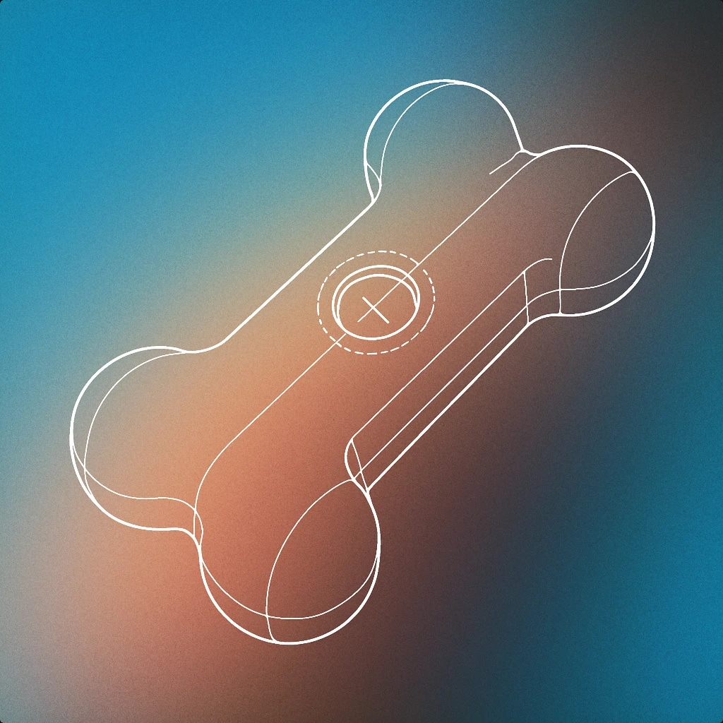 Cover of A stylized dog bone with a small circular indentation in the center, representing the squeaker mechanism for Dog Squeaky Toy sound effects