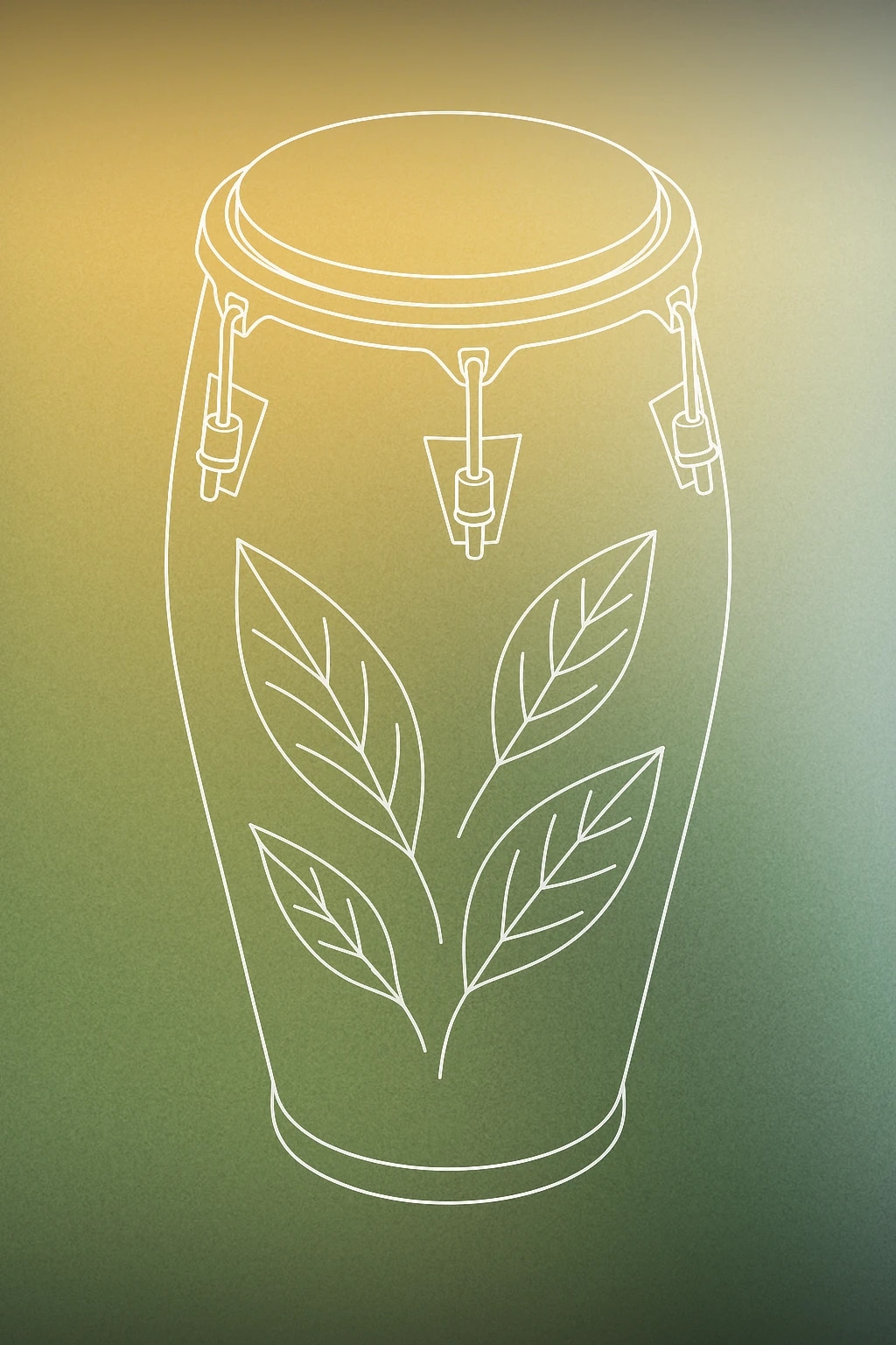 Cover of a stylized conga drum with subtle leaf engravings for Jungle sound effects