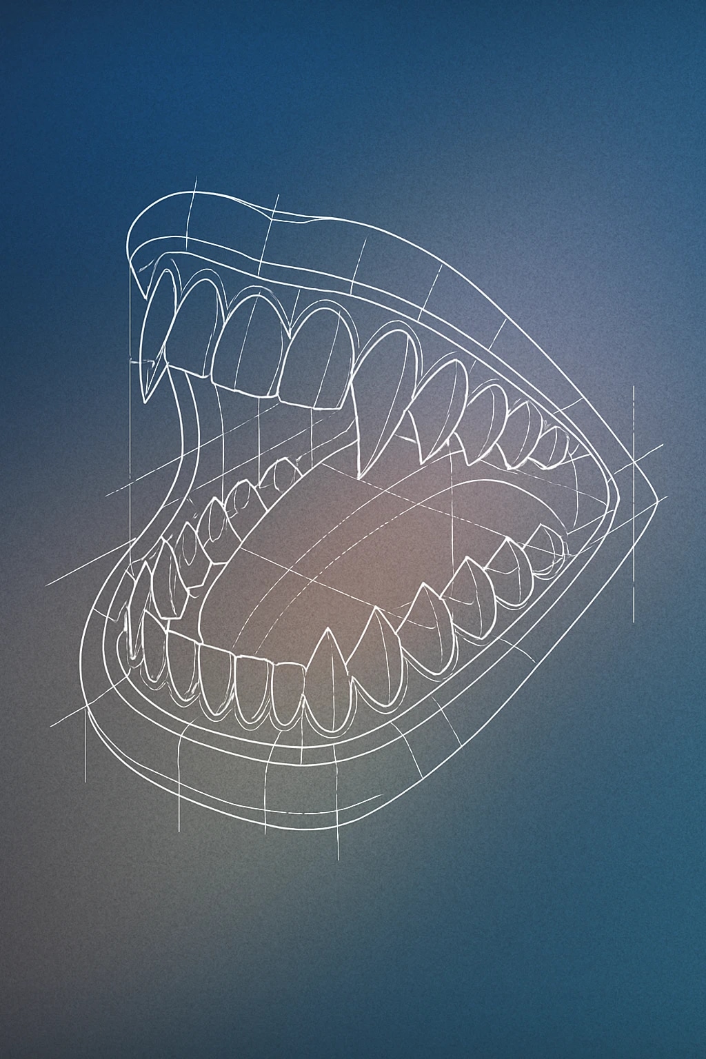 Cover of a stylized open mouth with exaggerated sharp teeth and a wide grin for Sinister Laugh sound effects