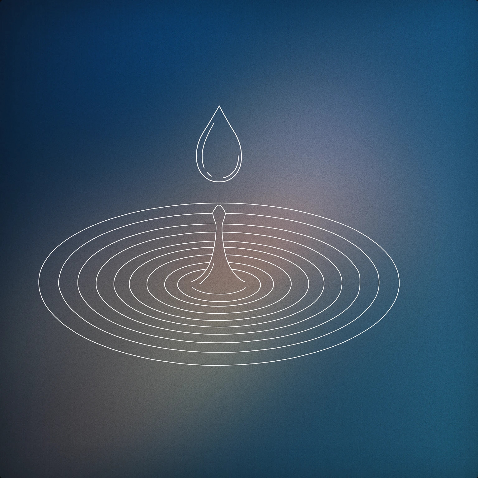 Cover of A single, highly detailed water drop bouncing off the surface of a calm circular pool, with minimal concentric ripples emanating from the point of contact for Water Drops sound effects