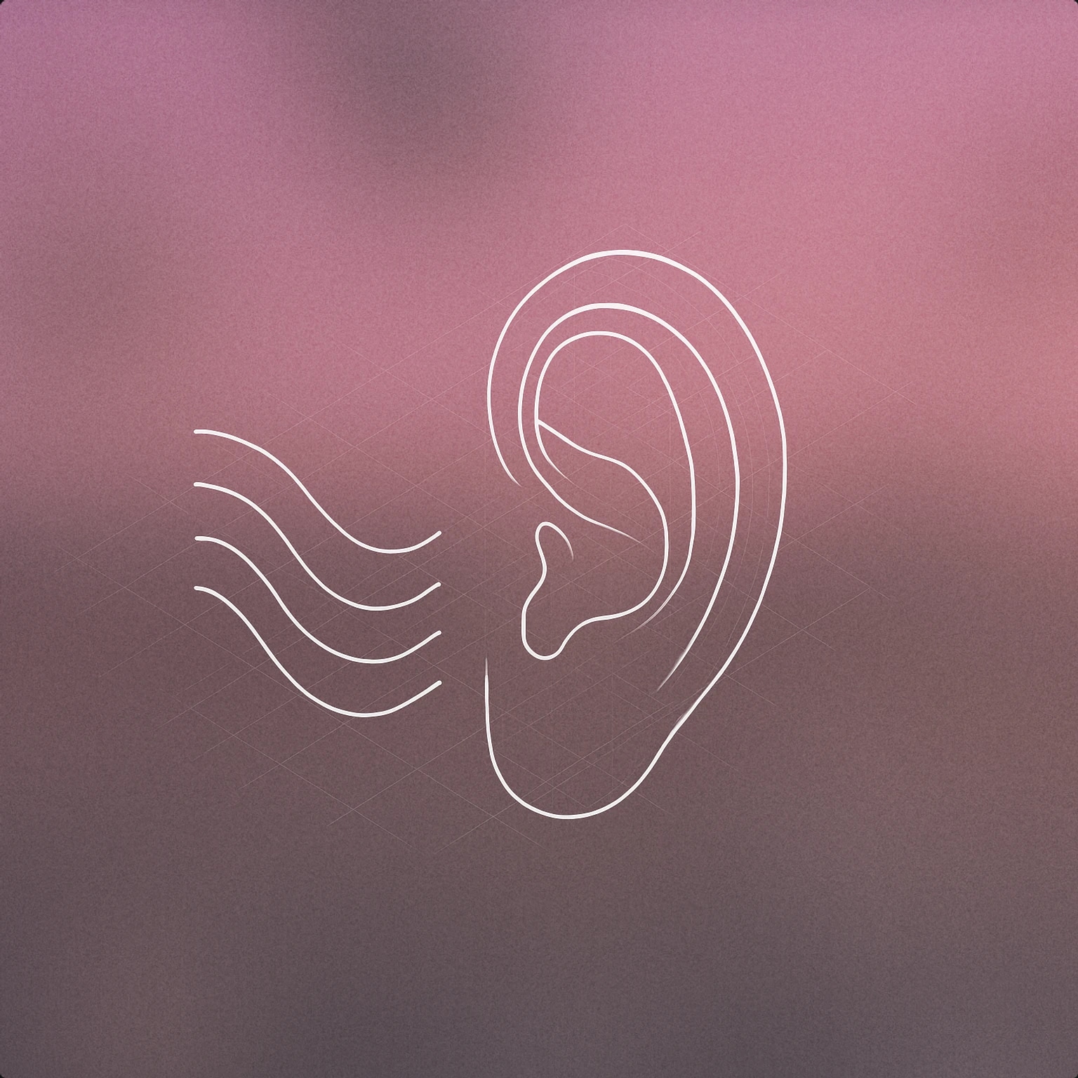 Cover of Ear with gently curved soundwave lines flowing towards it for Asmr sound effects