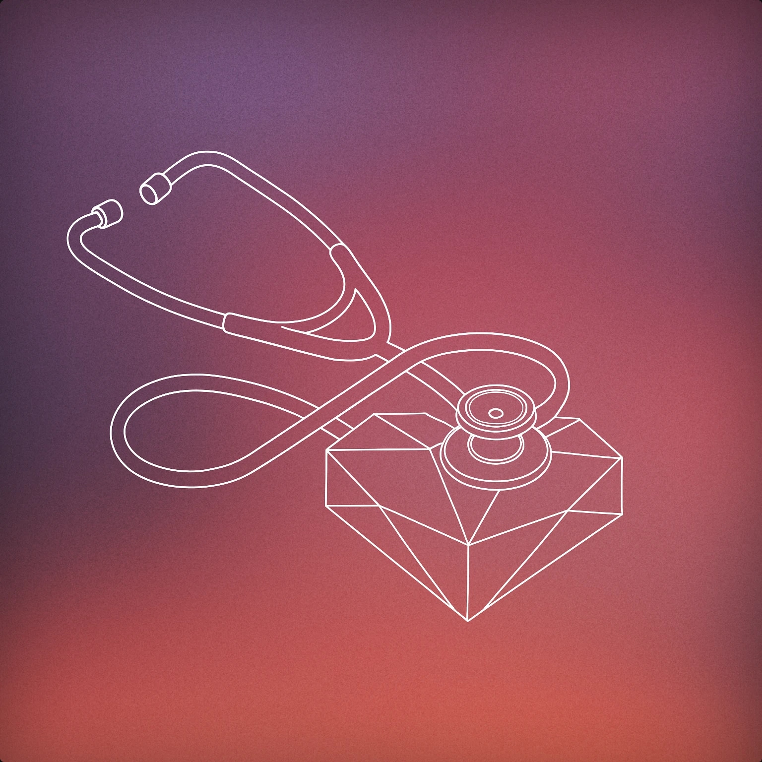 Cover of A stethoscope resting with its chestpiece placed on a geometric heart shape for Heart sound effects