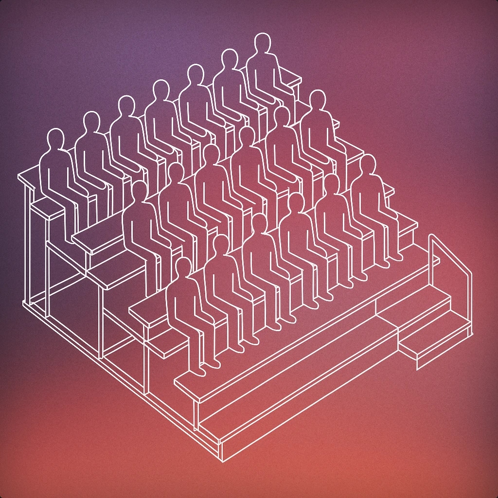 Cover of stylized stadium bleachers filled with simplified human silhouettes for Crowd Noise sound effects