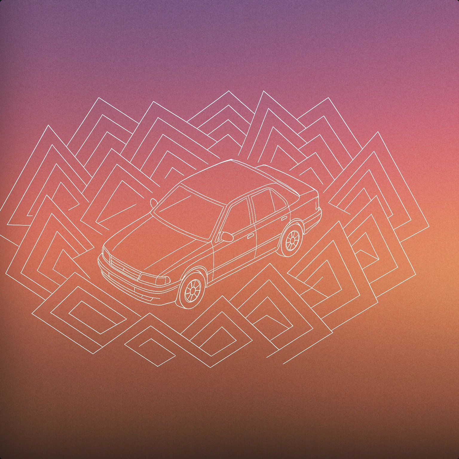 Cover of A single car surrounded by overlapping, angular soundwave shapes emanating from it for Traffic Jam sound effects