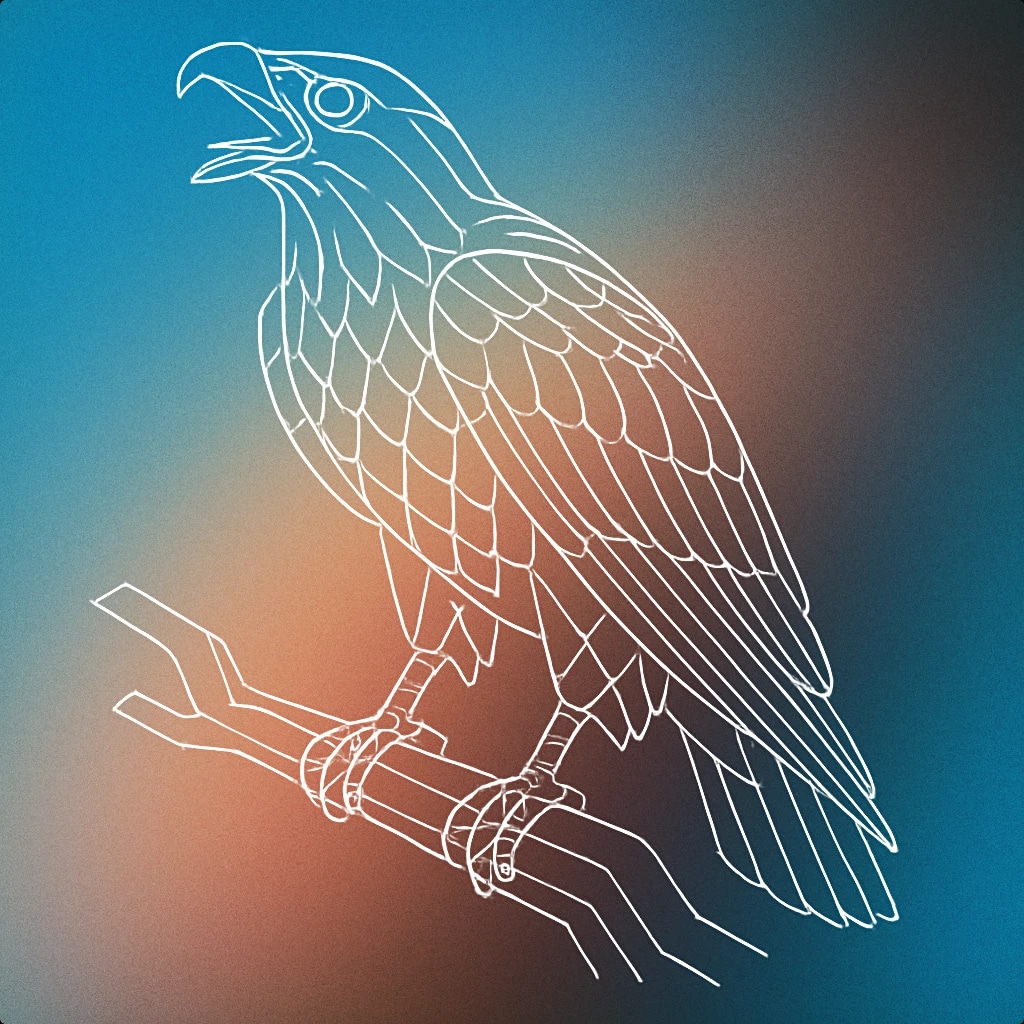 Cover of Eagle perched on a stylized branch with its beak open as if calling for Eagle sound effects