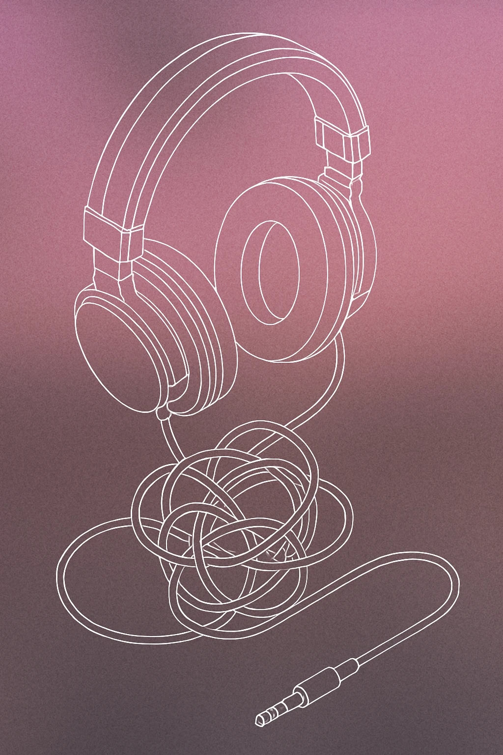 Cover of a pair of oversized headphones tangled in a single knot for Awkward sound effects