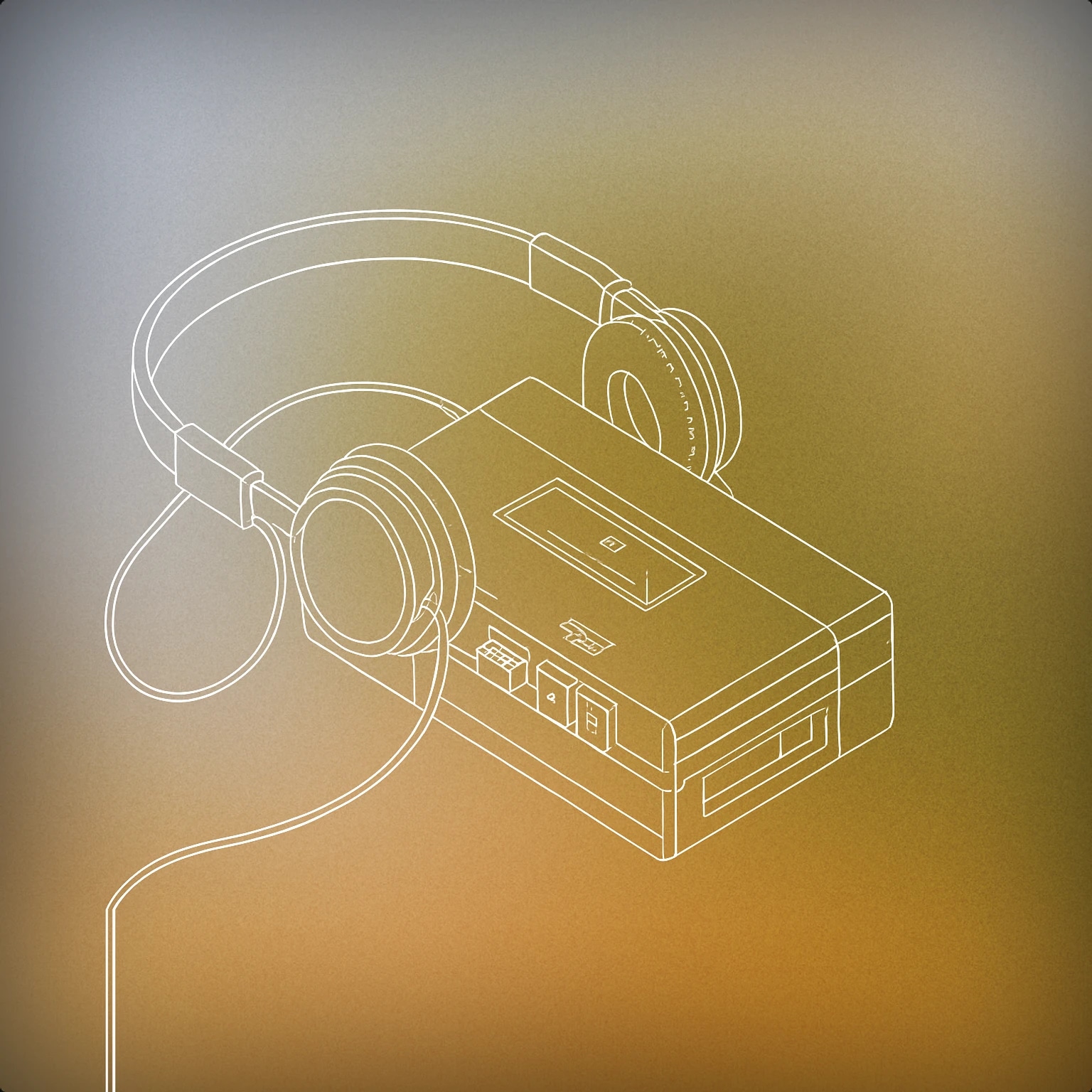 Cover of Vintage portable cassette player with headphones resting on top for Lofi sound effects
