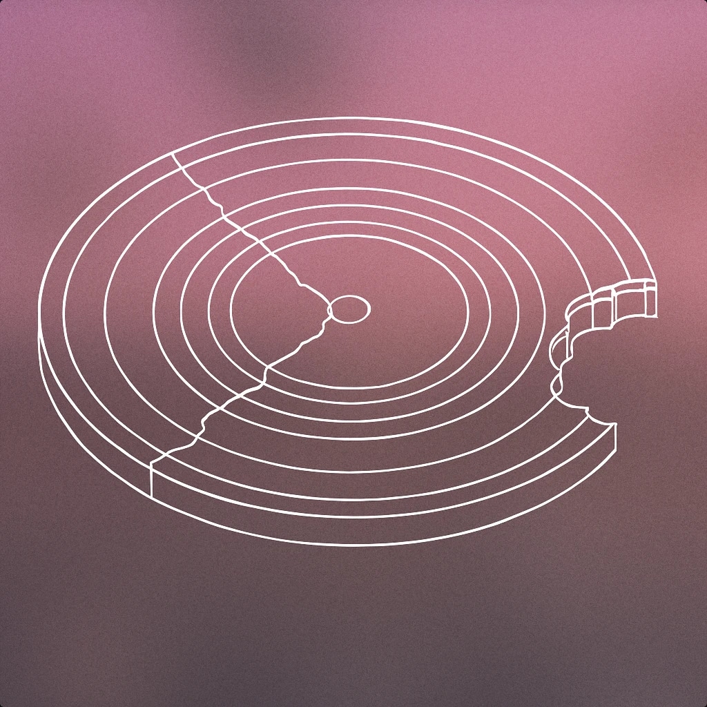 Cover of A cracked vinyl record with a bite mark on its edge for Zombie sound effects