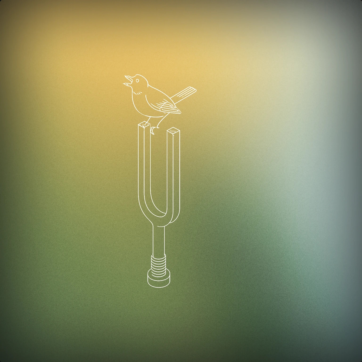 Cover of a tuning fork with a small bird perched on top, beak open as if singing for High Pitch sound effects