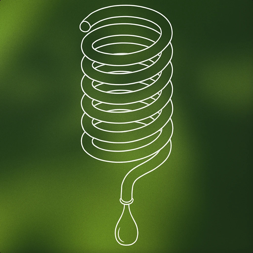 Cover of a tightly coiled spring with a single droplet hanging from its tip for Suspense sound effects
