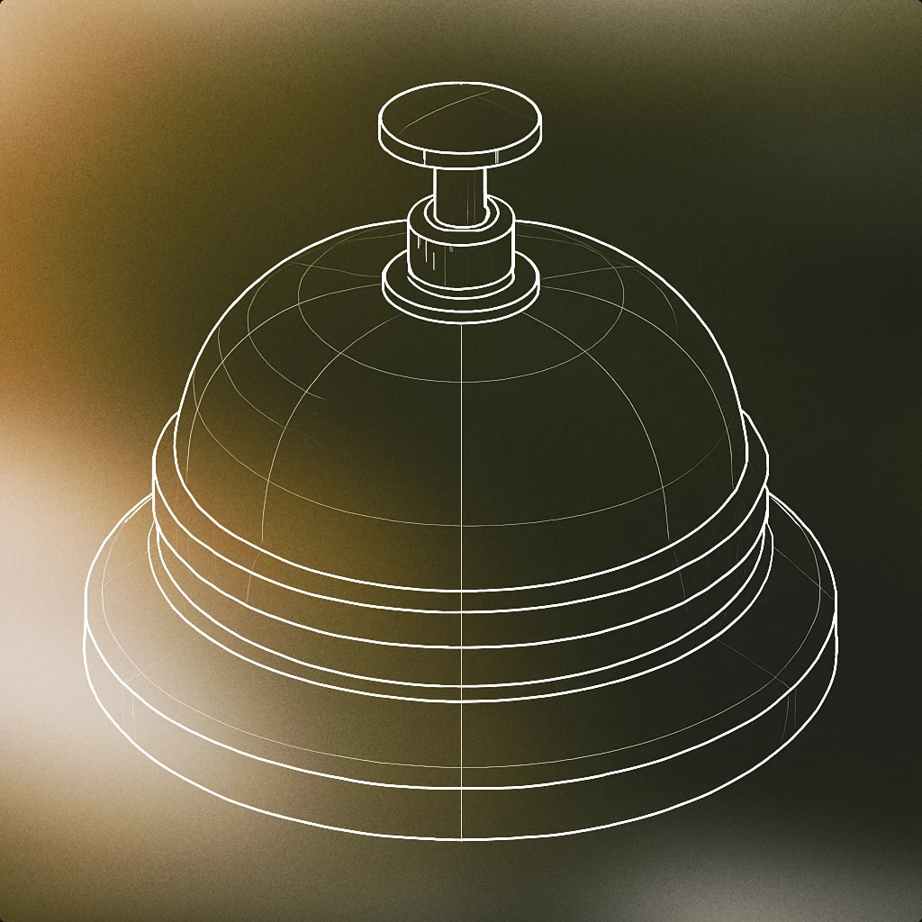 Cover of classic service bell with a round dome and a button on top for Ding Bell sound effects