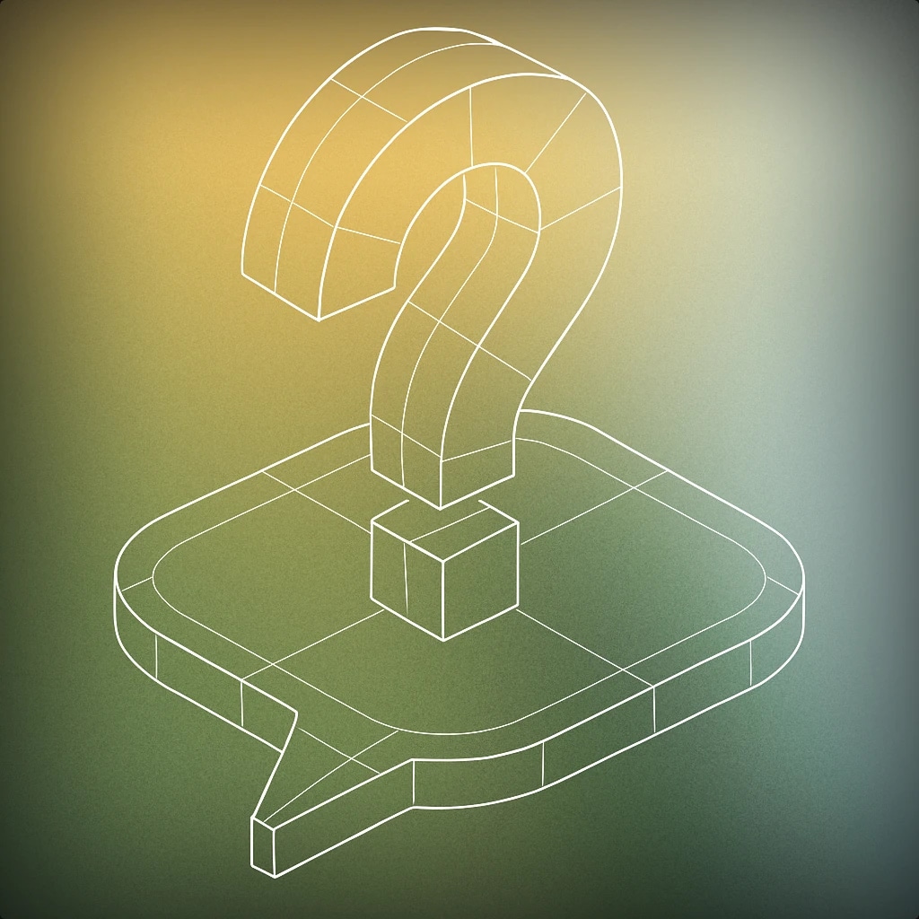 Cover of a stylized question mark emerging from a simple speech bubble for Huh sound effects
