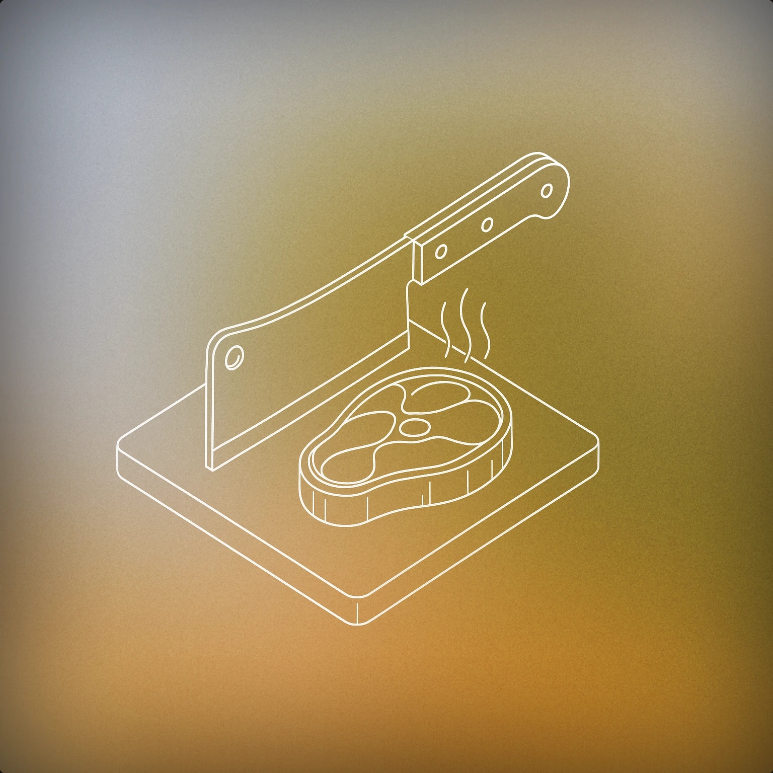 Cover of A meat cleaver with a cut of steak on a chopping board emitting subtle, stylized sound lines from the steak for Meat sound effects