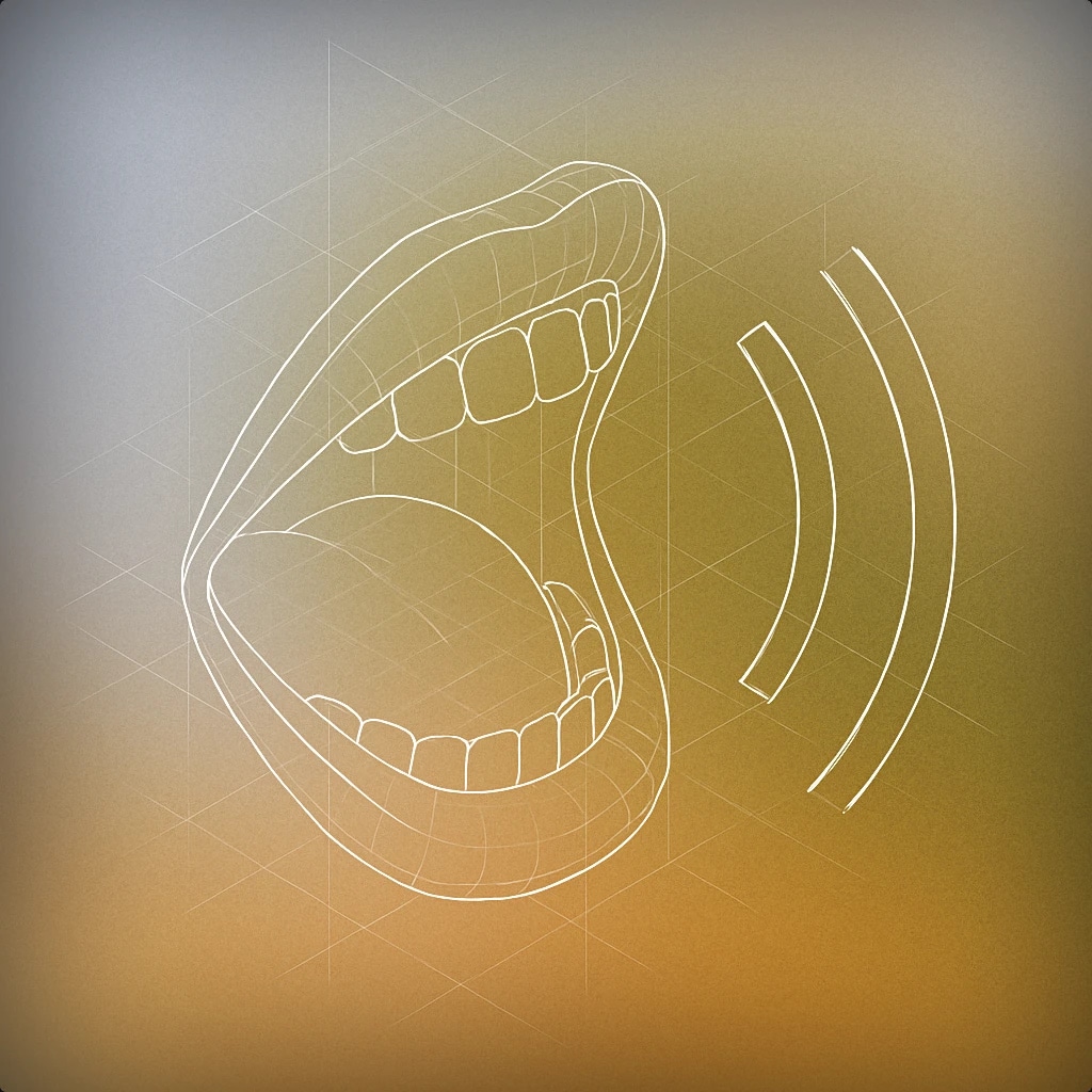 Cover of a stylized open mouth with sound lines emanating outward for Yeah sound effects