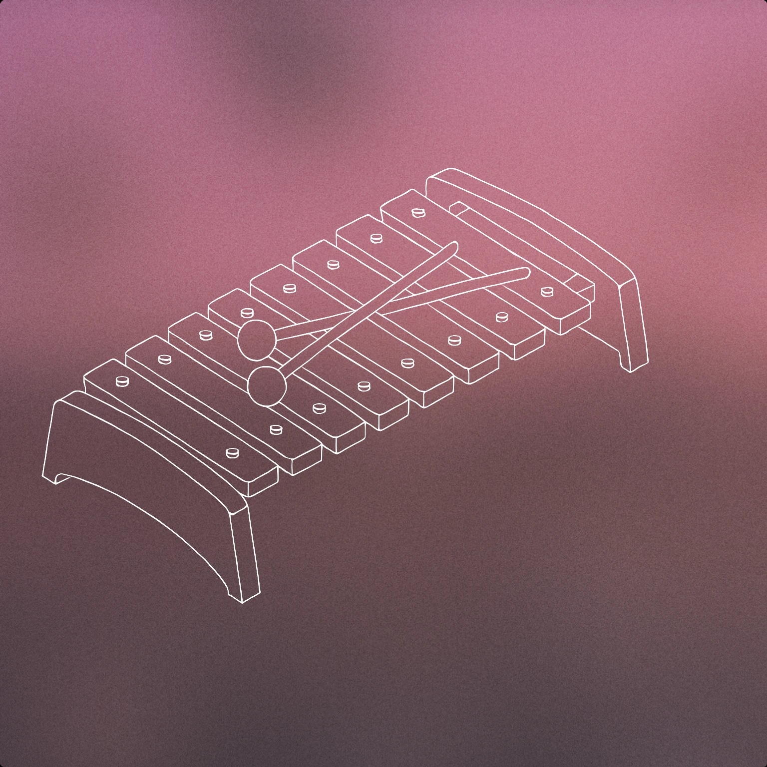 Cover of a toy xylophone with mallets resting on top for Kids Playing sound effects