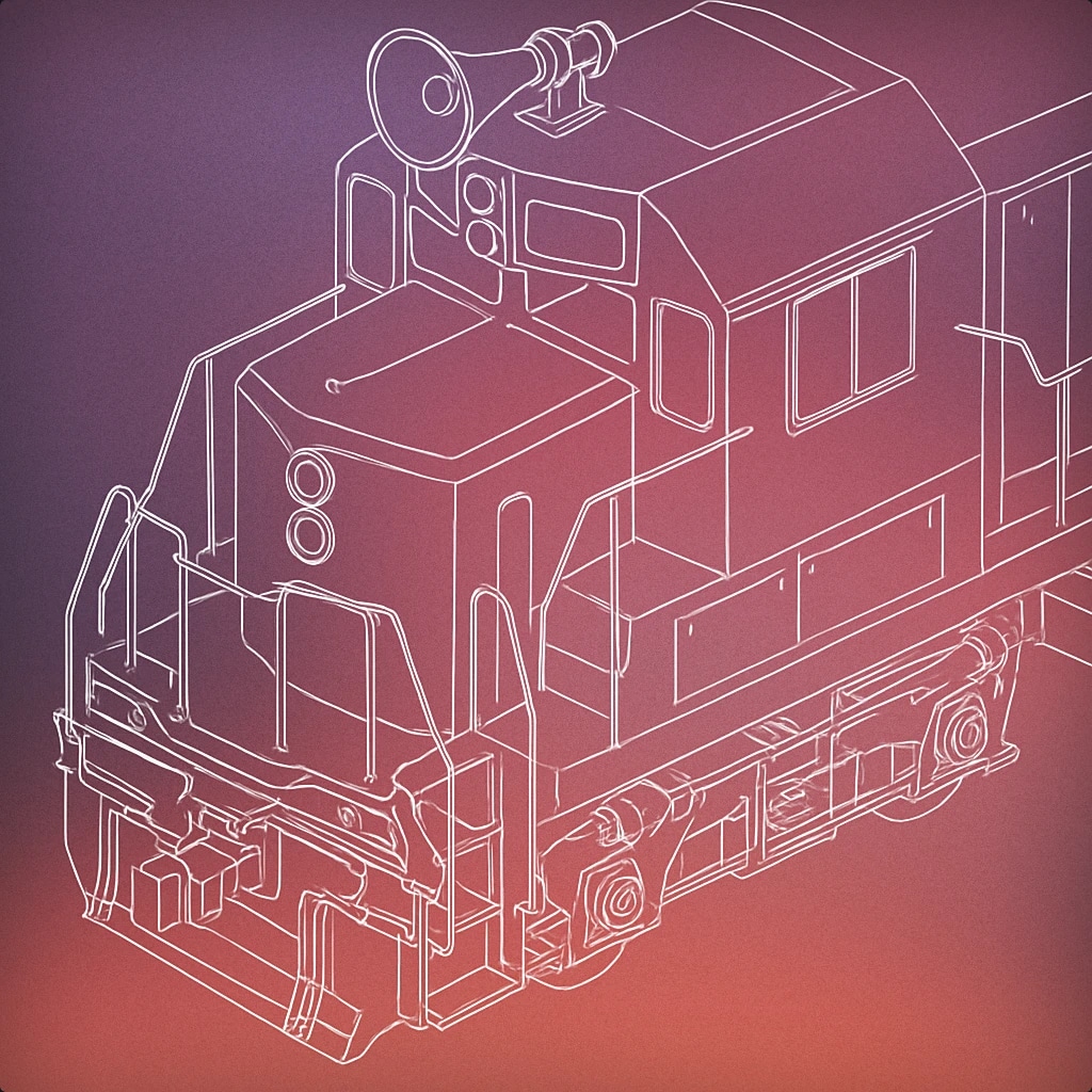 Cover of train locomotive front with a prominent horn mounted on top for Train Horn sound effects