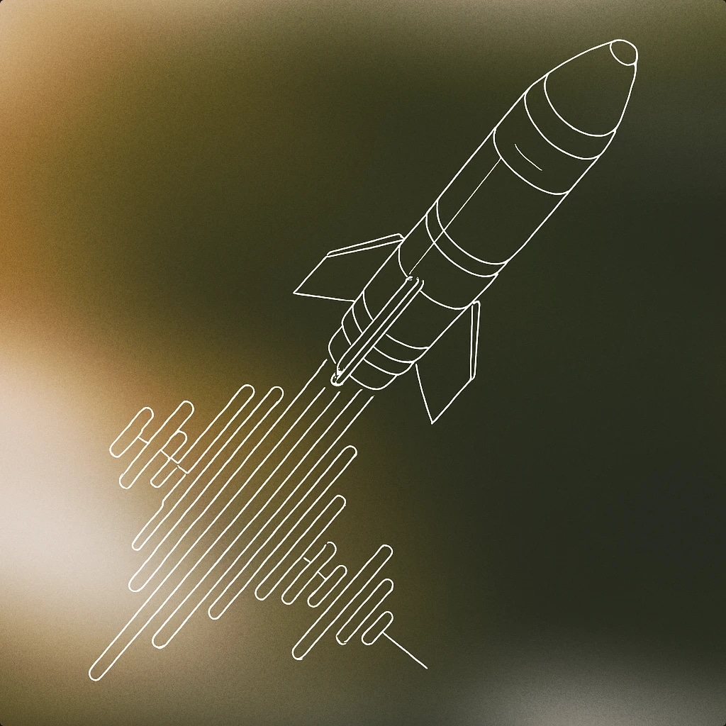 Cover of rocket with stylized soundwave trail for Rocket Launch sound effects