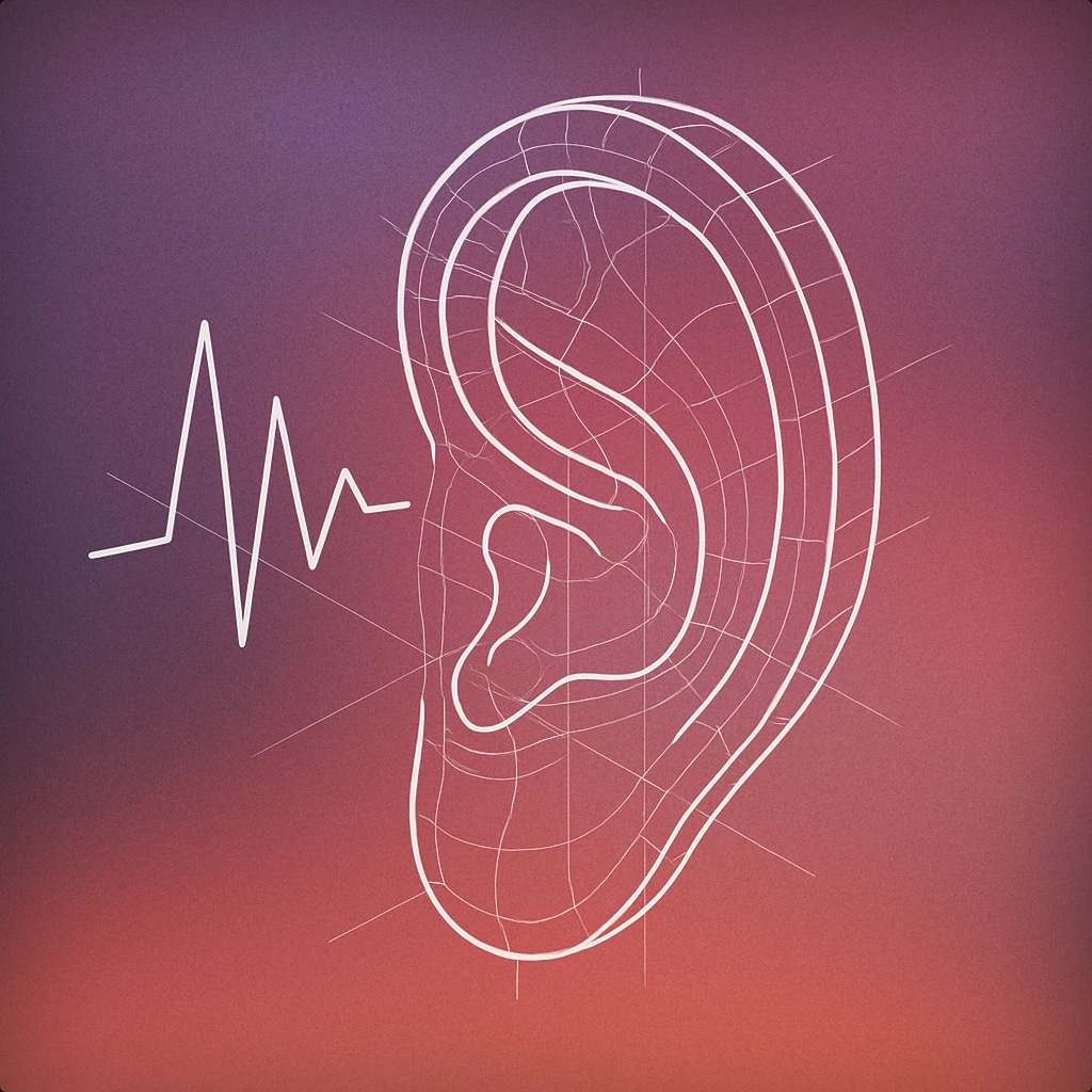 Cover of a single, stylized ear with a subtle soundwave line entering it for Yes sound effects