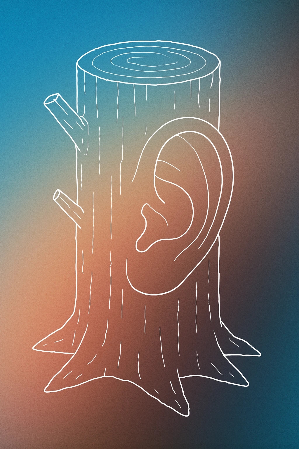 Cover of A stylized tree trunk with a single, large, abstracted ear carved into its side for Forest sound effects