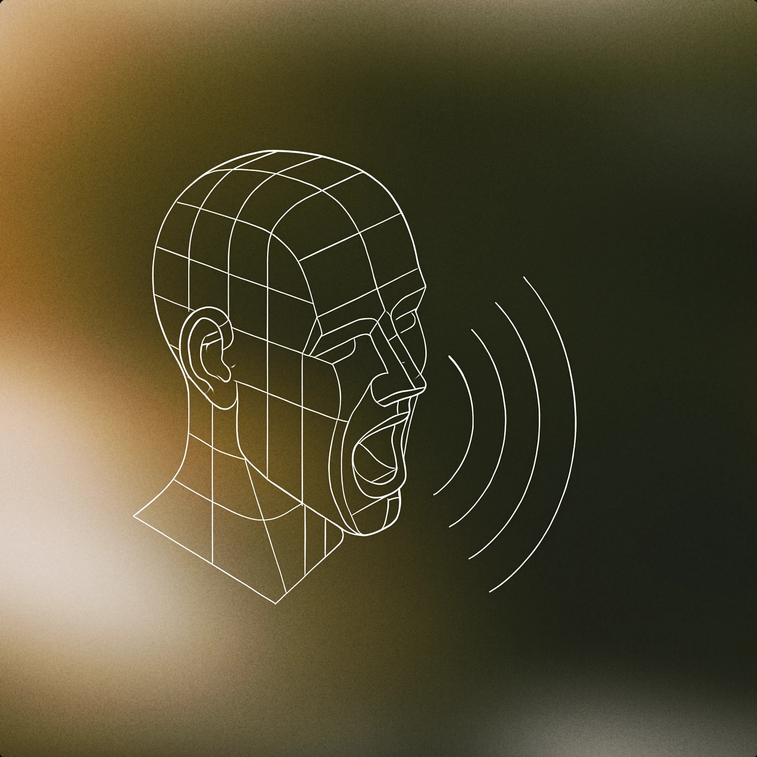 Cover of a stylized human head with an open mouth and curved, radiating lines emanating from the mouth area for Man Laugh sound effects