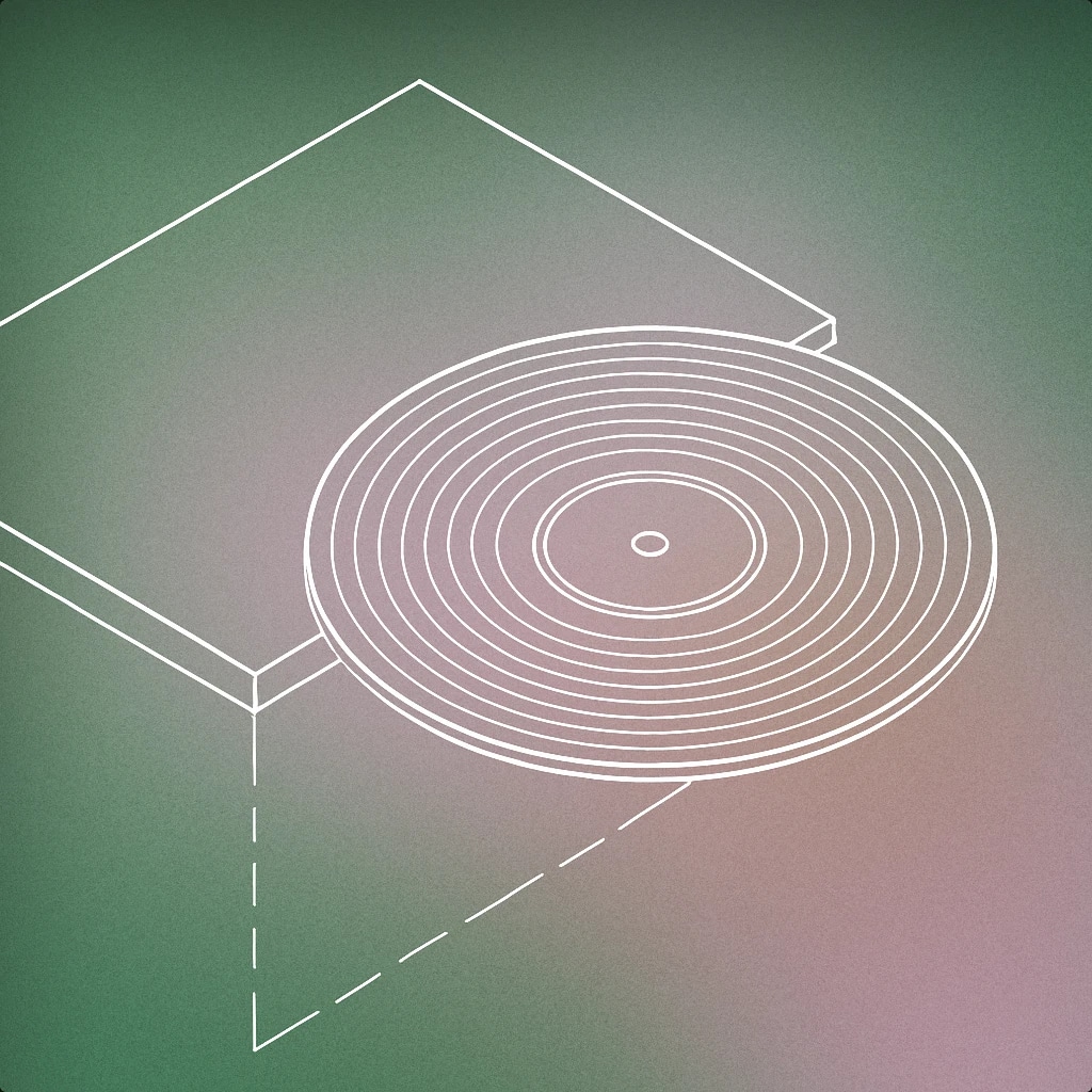 Cover of A single vinyl record partially sliding off the edge of a flat surface for Slipping sound effects