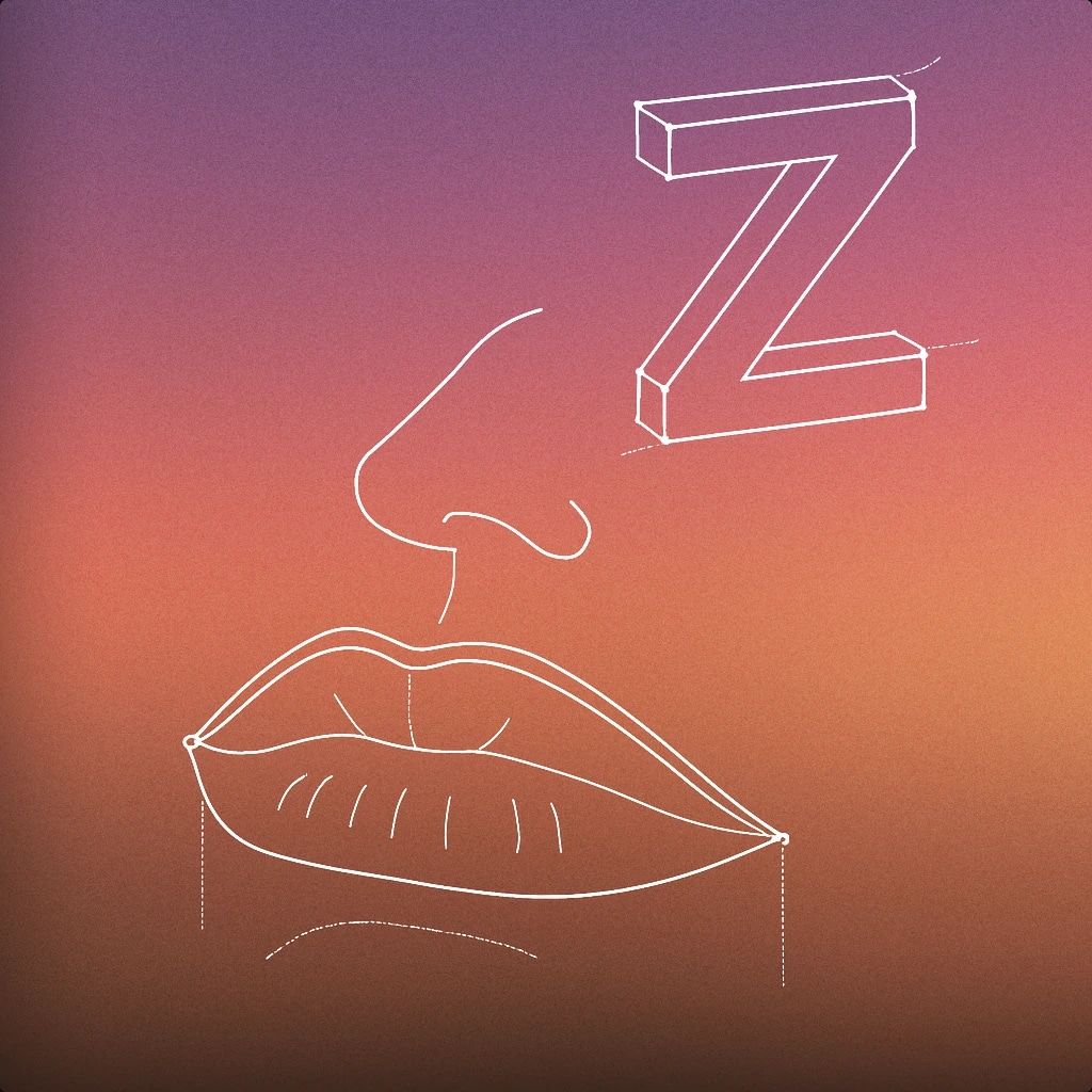 Cover of A stylized, closed mouth with a gently curved line above it representing a nose, and a single, large, floating 'Z' above the mouth to symbolize snoring for Heavy Snoring sound effects
